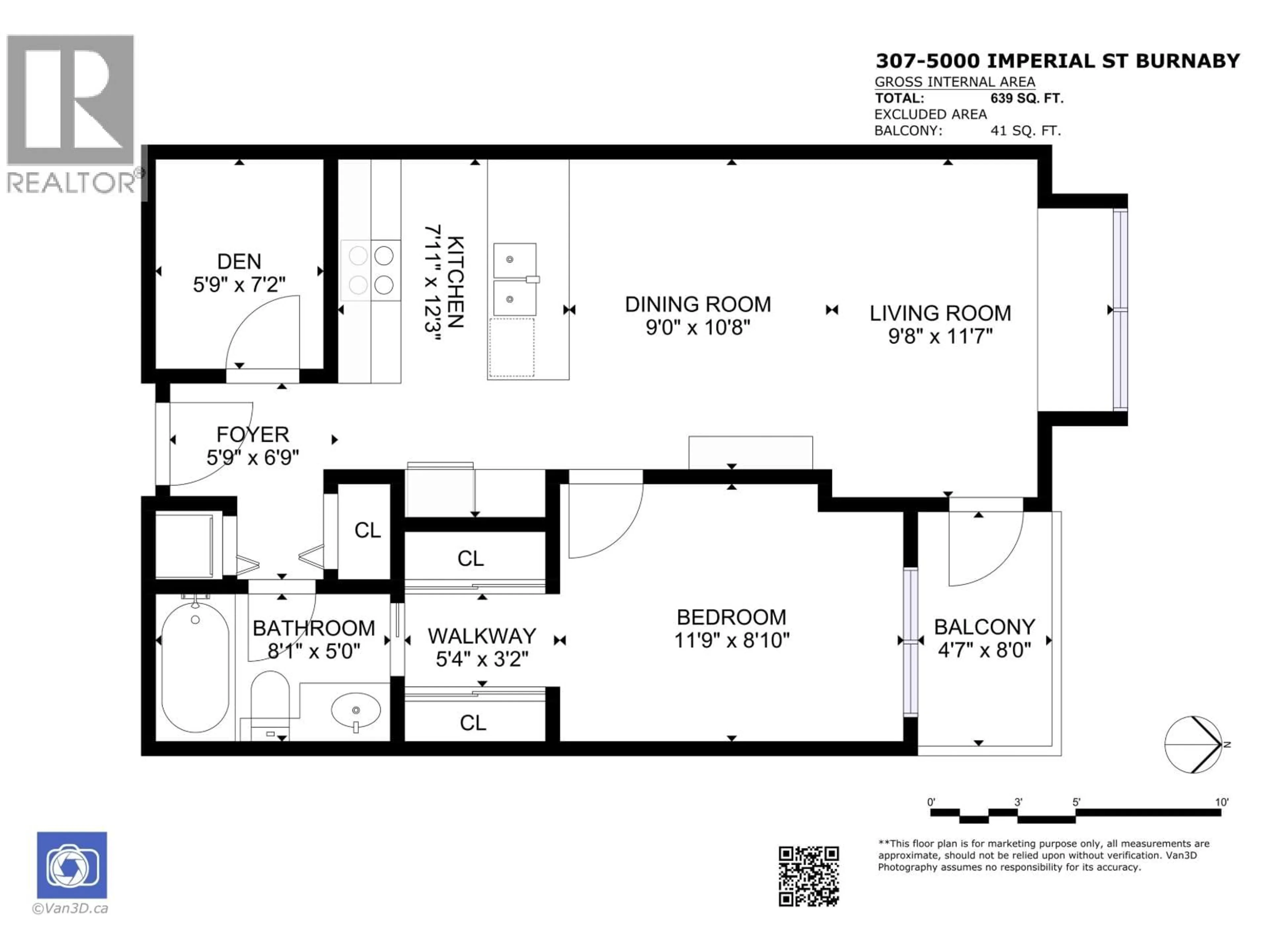Floor plan for 307 - 5000 IMPERIAL STREET, Burnaby British Columbia V5J1C8