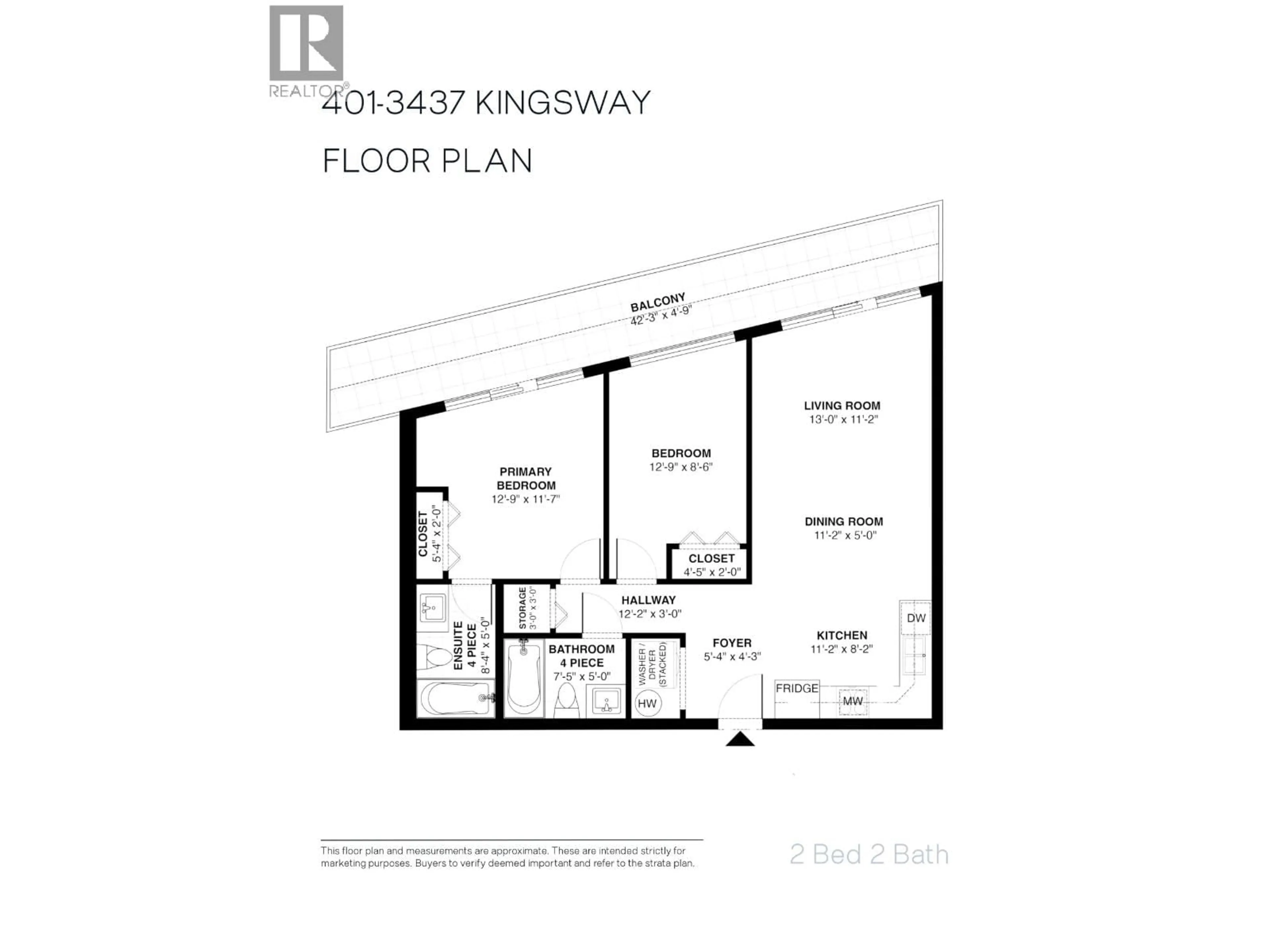 Floor plan for 401 - 3437 KINGSWAY, Vancouver British Columbia V5R5L3