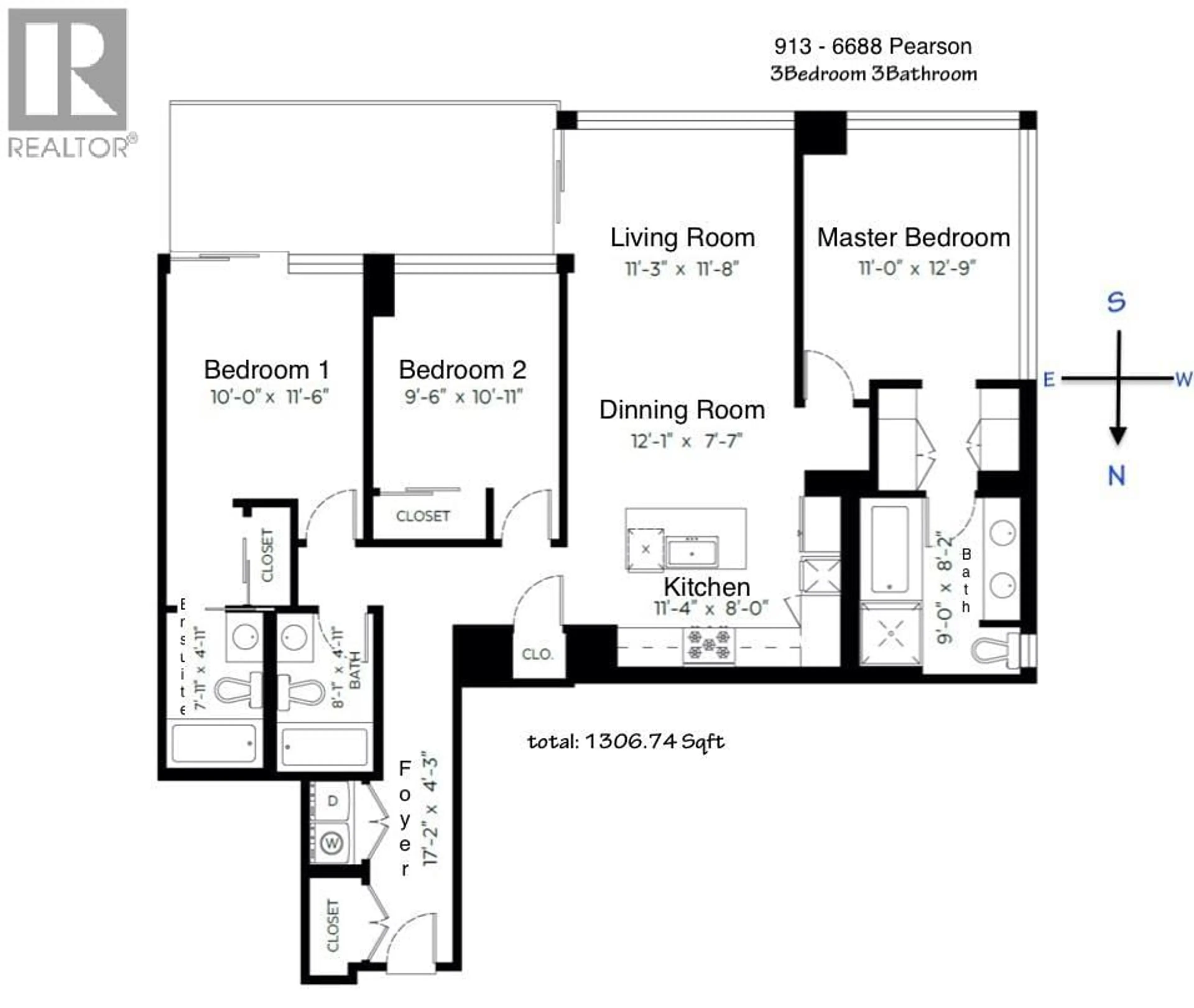 Floor plan for 913 - 6688 PEARSON WAY, Richmond British Columbia V7C0E5