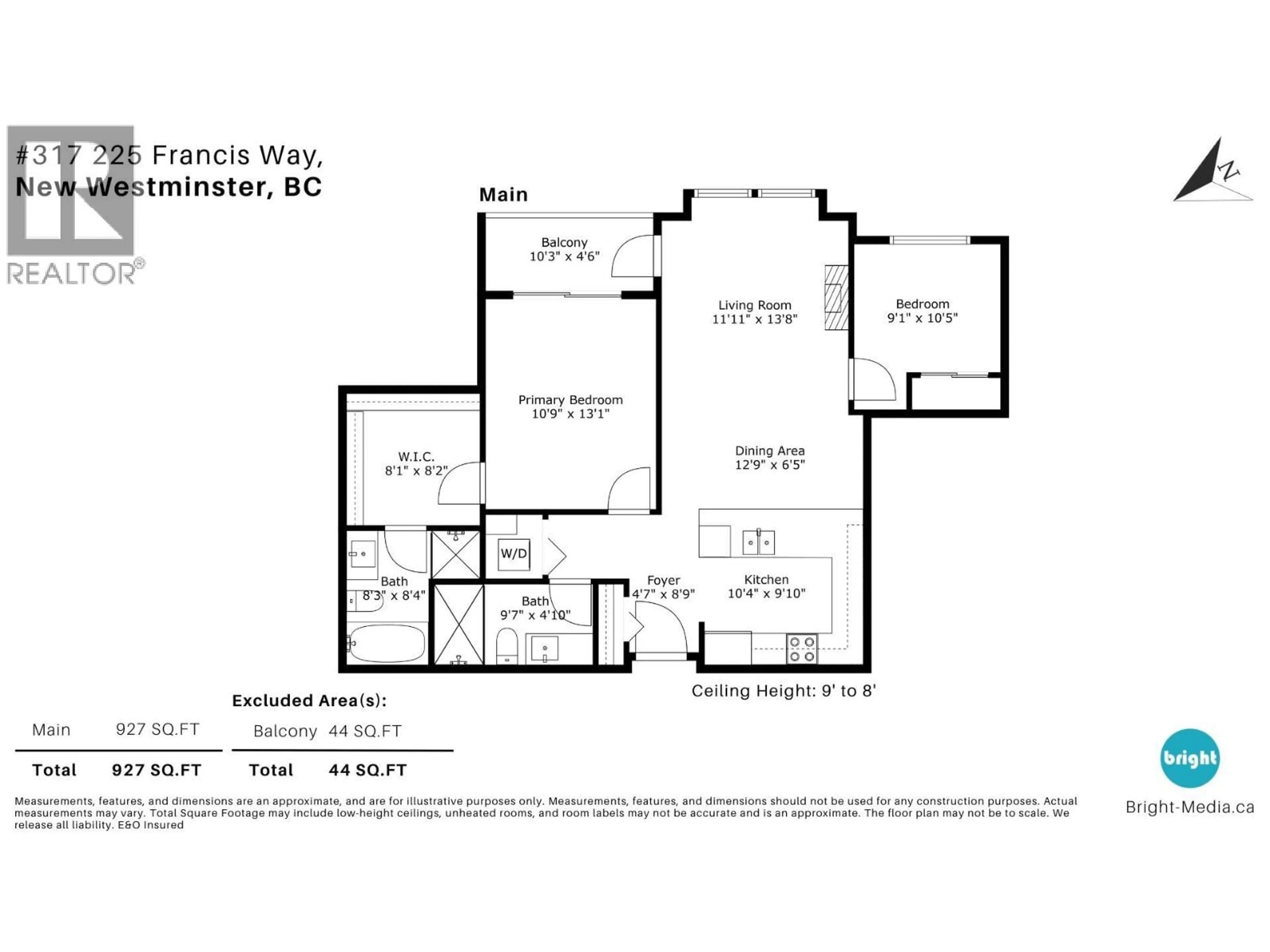 Floor plan for 317 - 225 FRANCIS WAY, New Westminster British Columbia V3L0G1