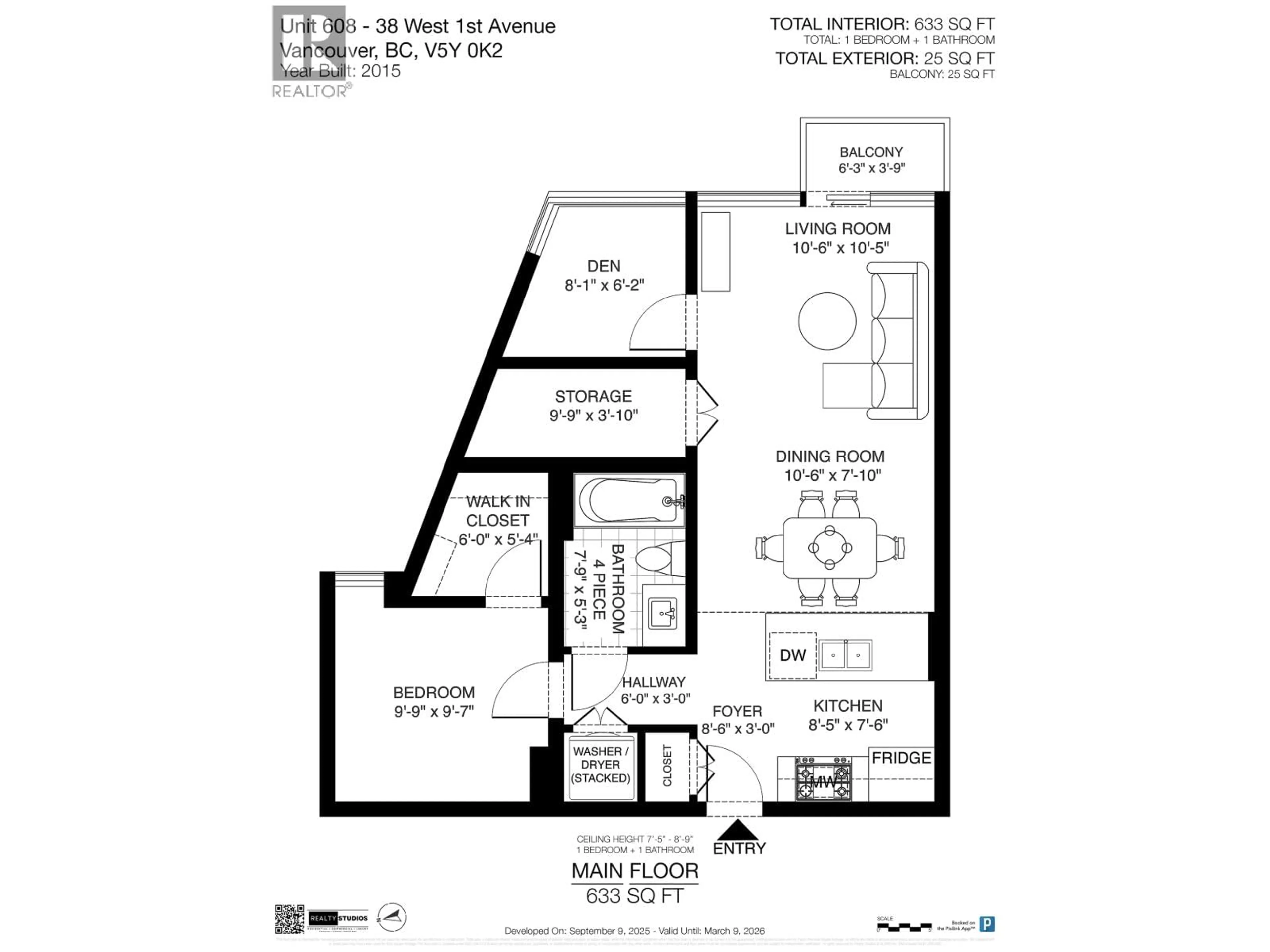 Floor plan for 608 - 38 1ST AVENUE, Vancouver British Columbia V5Y0K3