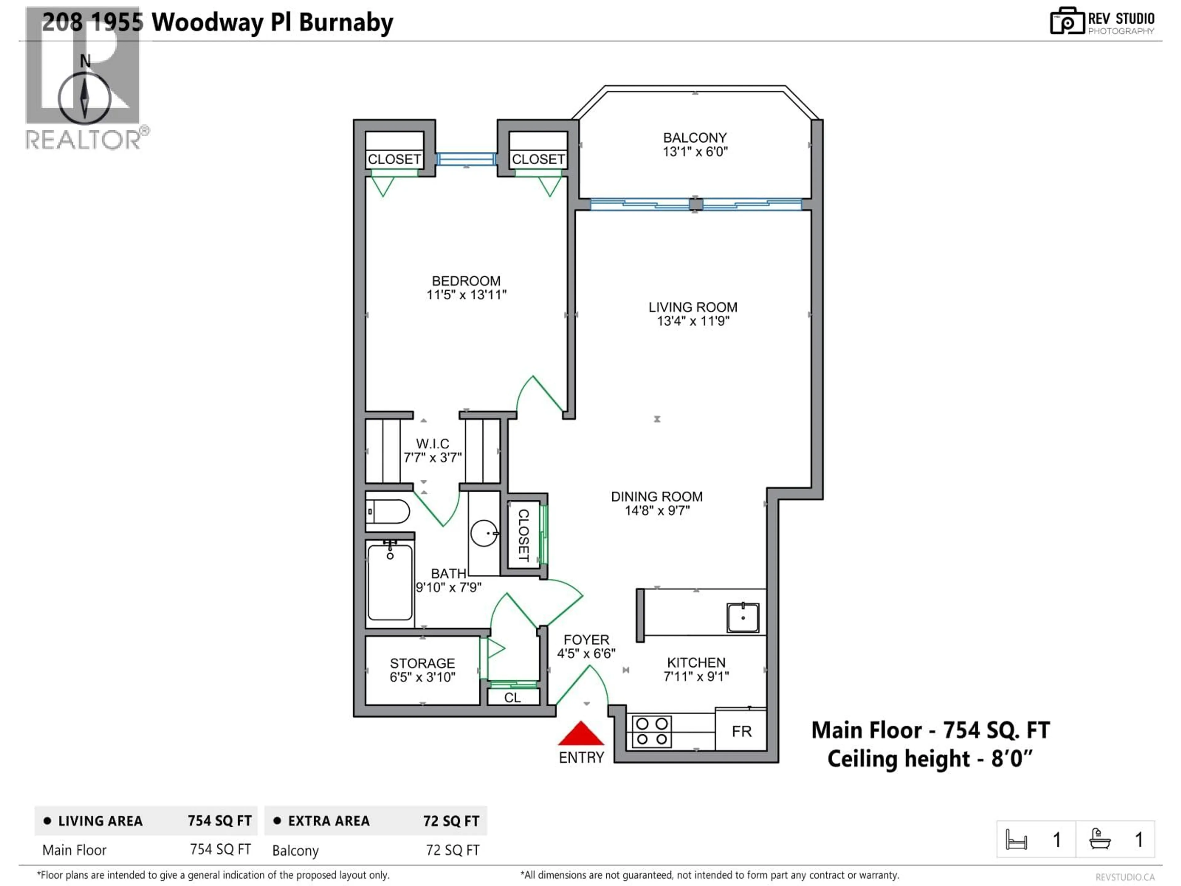Floor plan for 208 - 1955 WOODWAY PLACE, Burnaby British Columbia V5B4S5