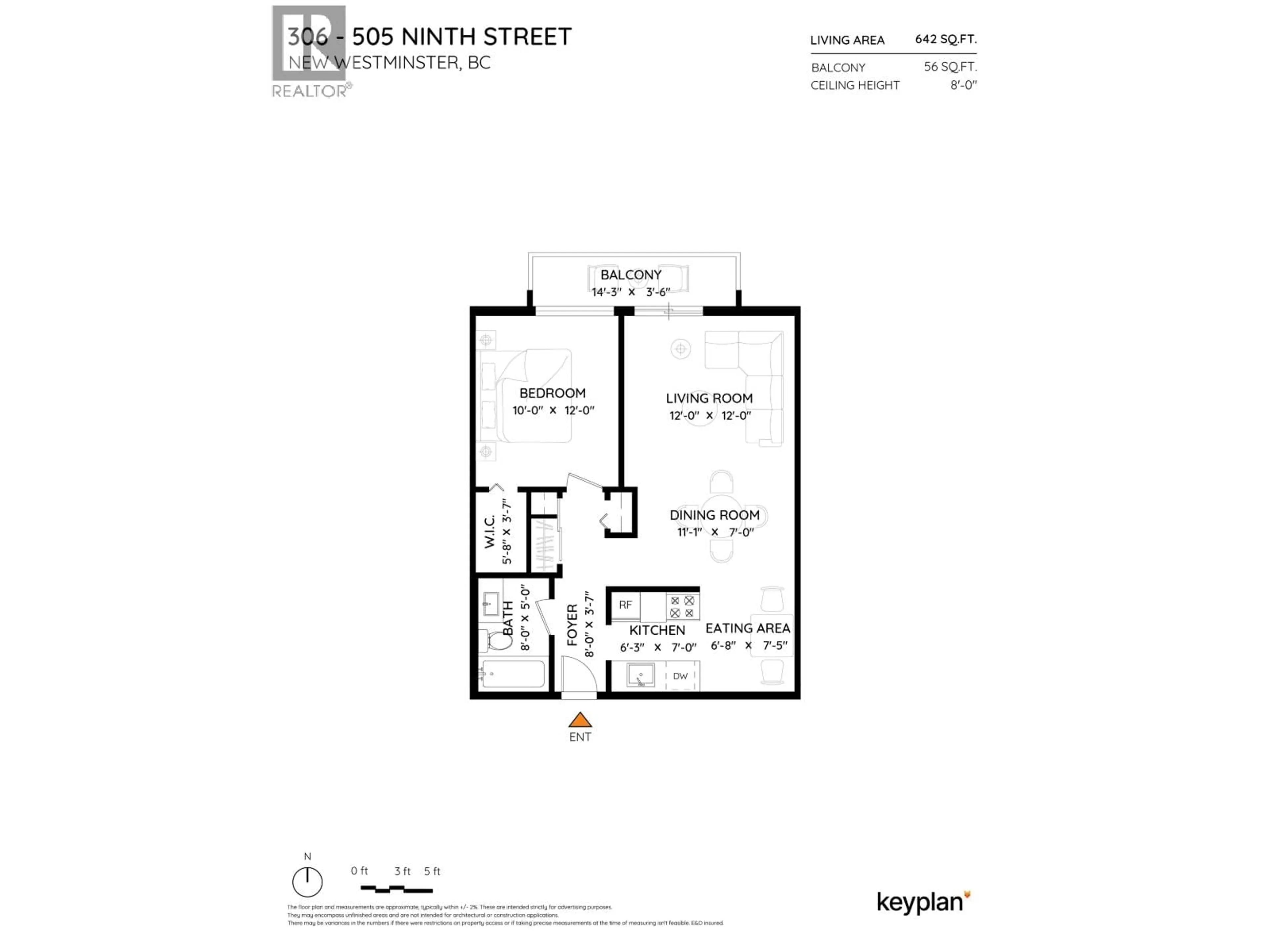 Floor plan for 306 - 505 NINTH STREET, New Westminster British Columbia V3M3W6