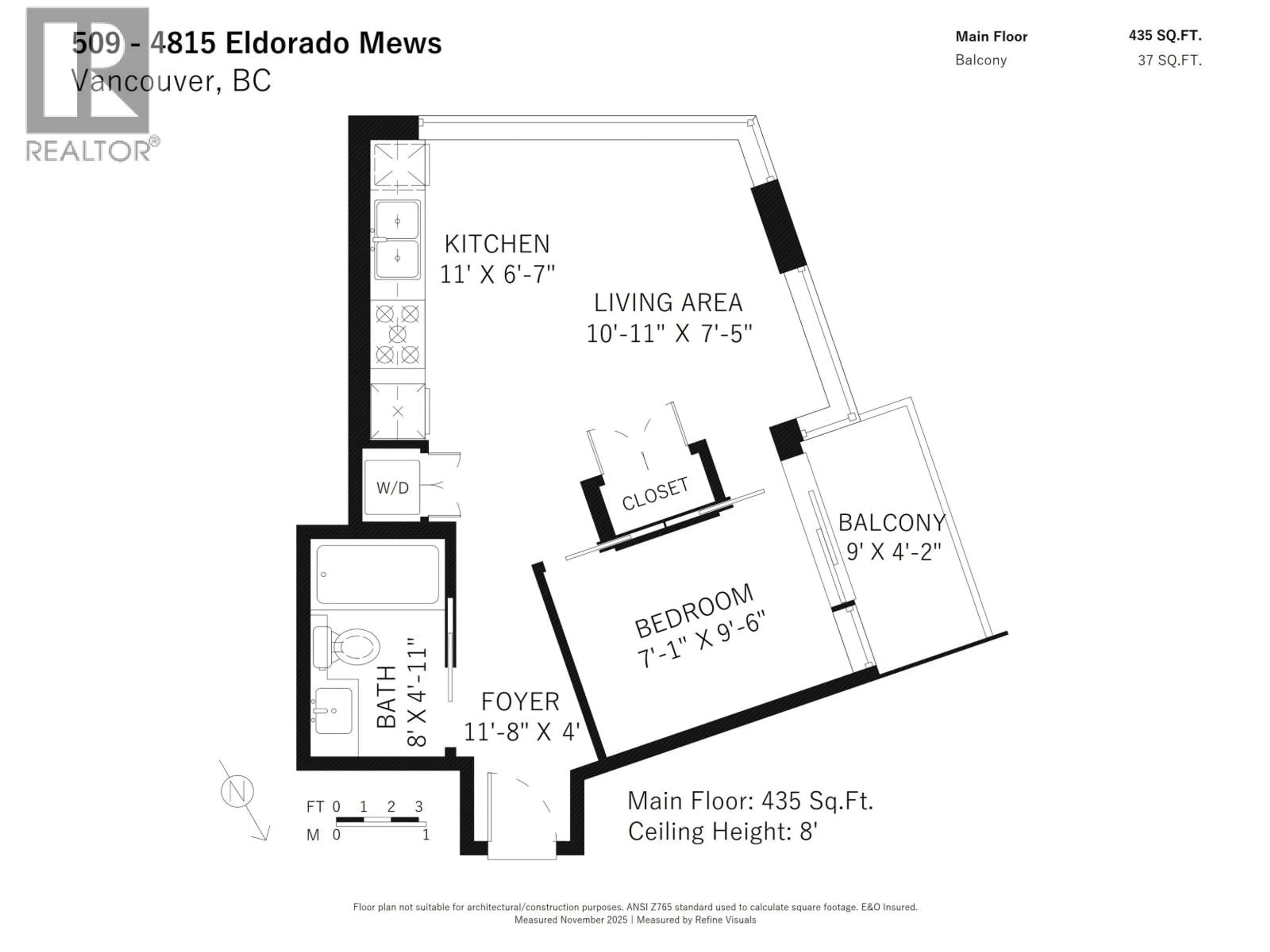 Floor plan for 509 - 4815 ELDORADO MEWS, Vancouver British Columbia V5R0B2