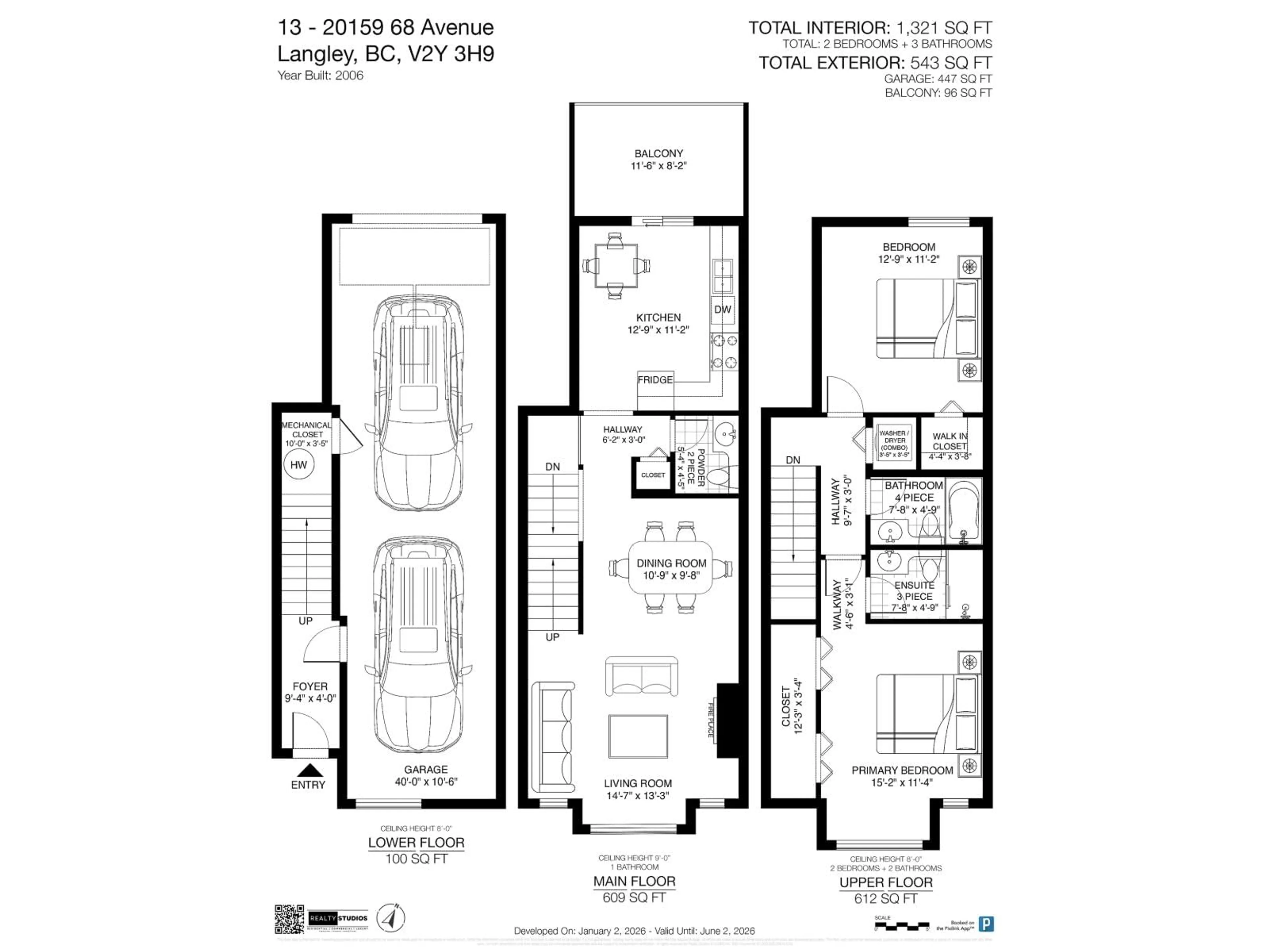 Floor plan for 13 - 20159 68 AVENUE, Langley British Columbia V2Y3H9