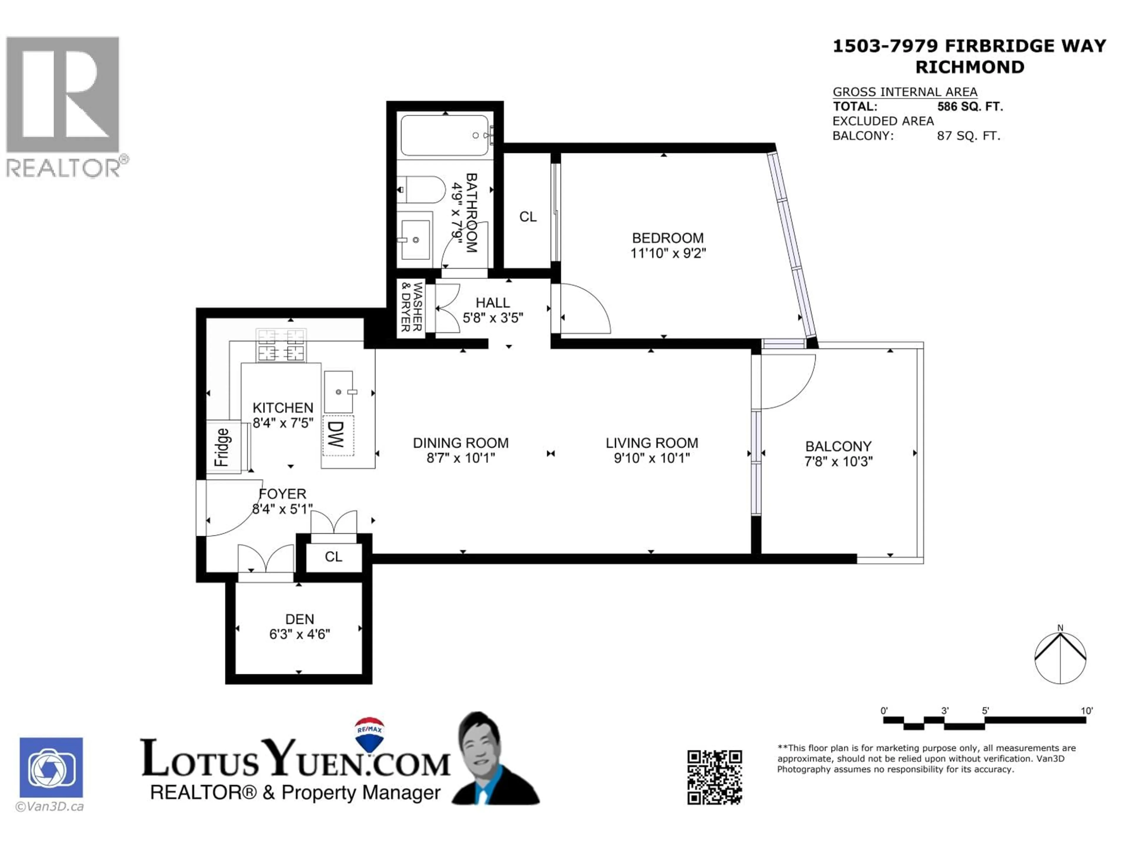 Floor plan for 1503 - 7979 FIRBRIDGE WAY, Richmond British Columbia V6X0K7