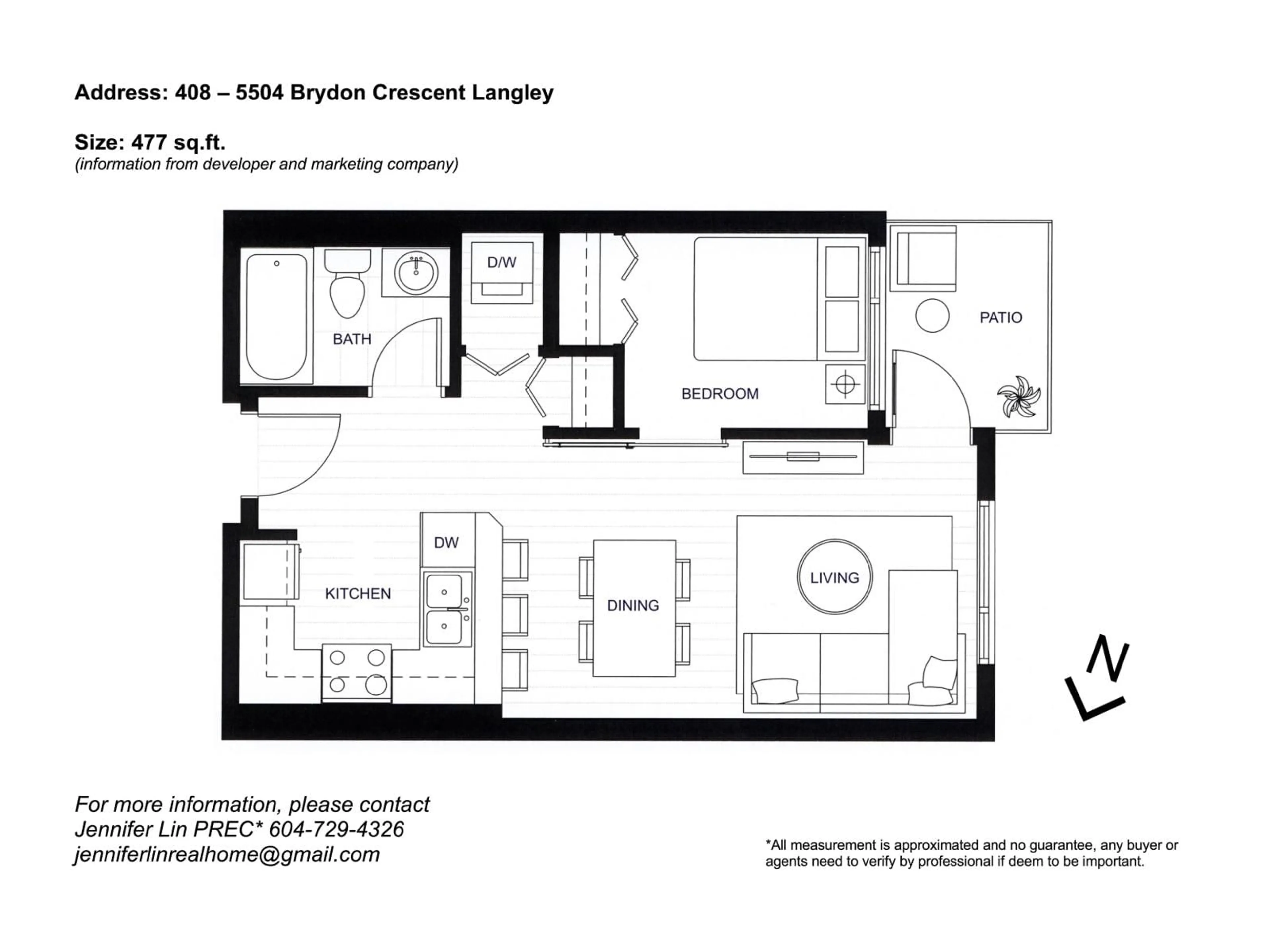 Floor plan for 480 - 5504 BRYDON CRESCENT, Langley British Columbia V3A0R3