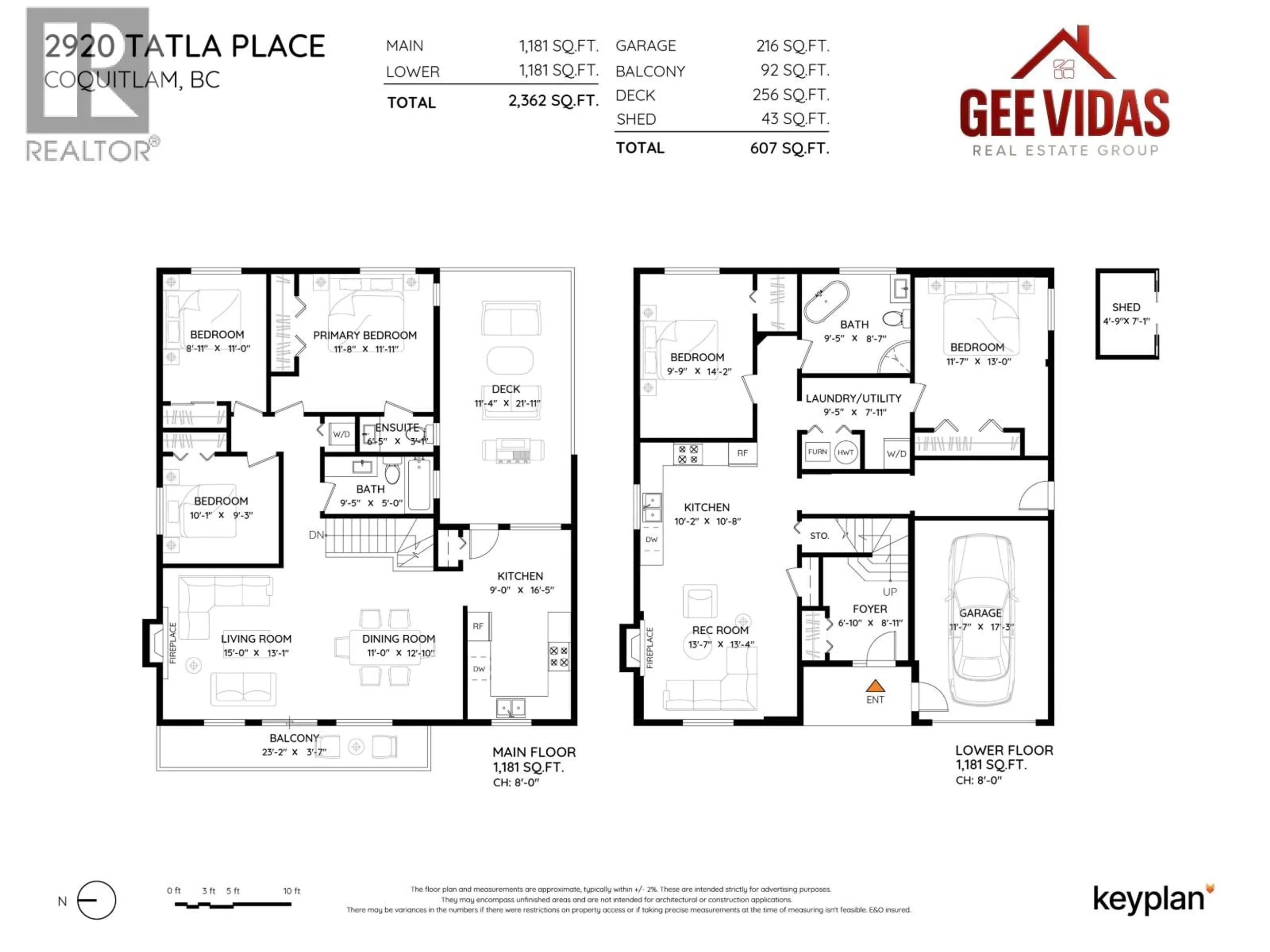 Floor plan for 2920 TATLA PLACE, Coquitlam British Columbia V3C4W8