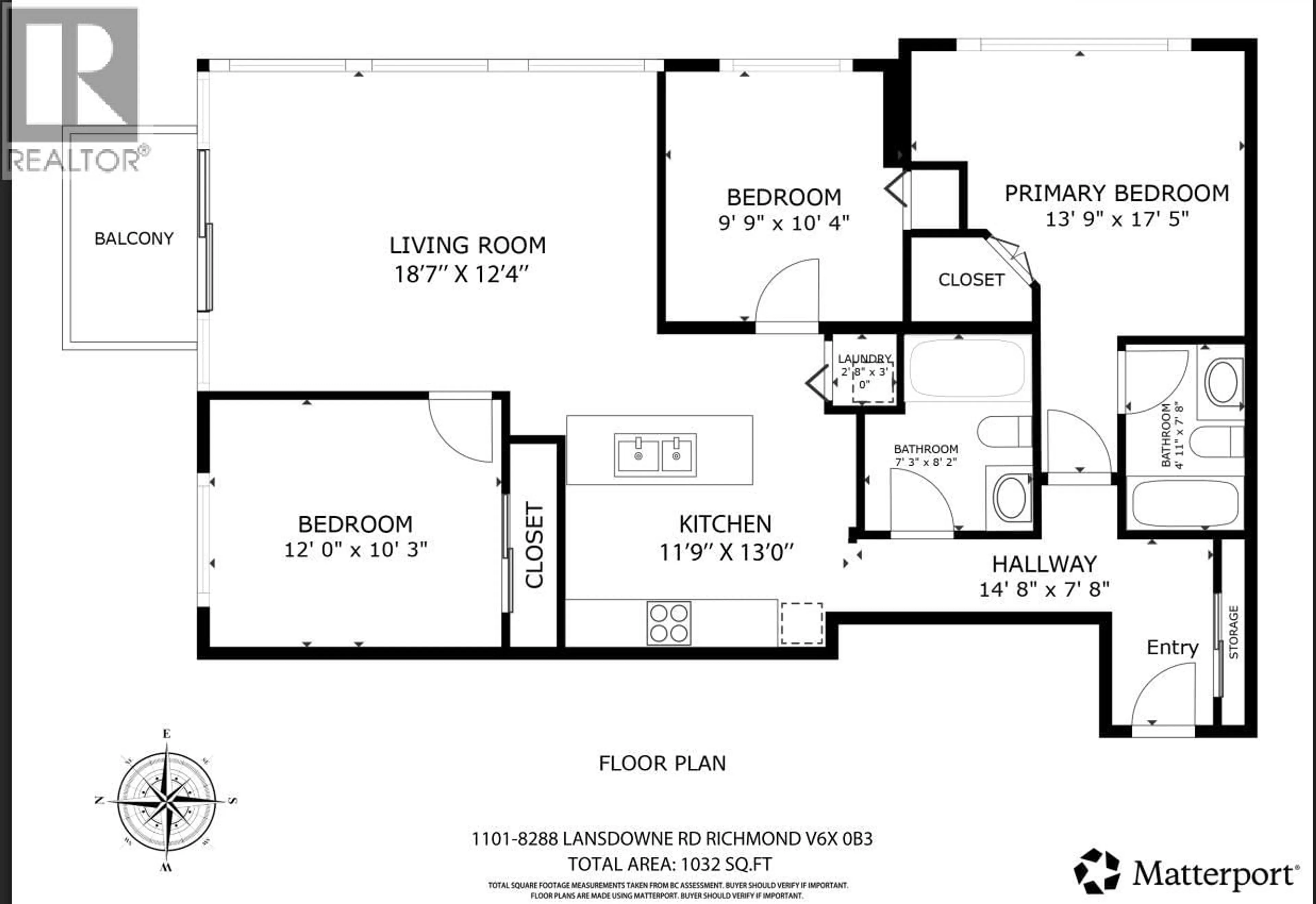 Floor plan for 1101 - 8288 LANSDOWNE ROAD, Richmond British Columbia V6X0B2