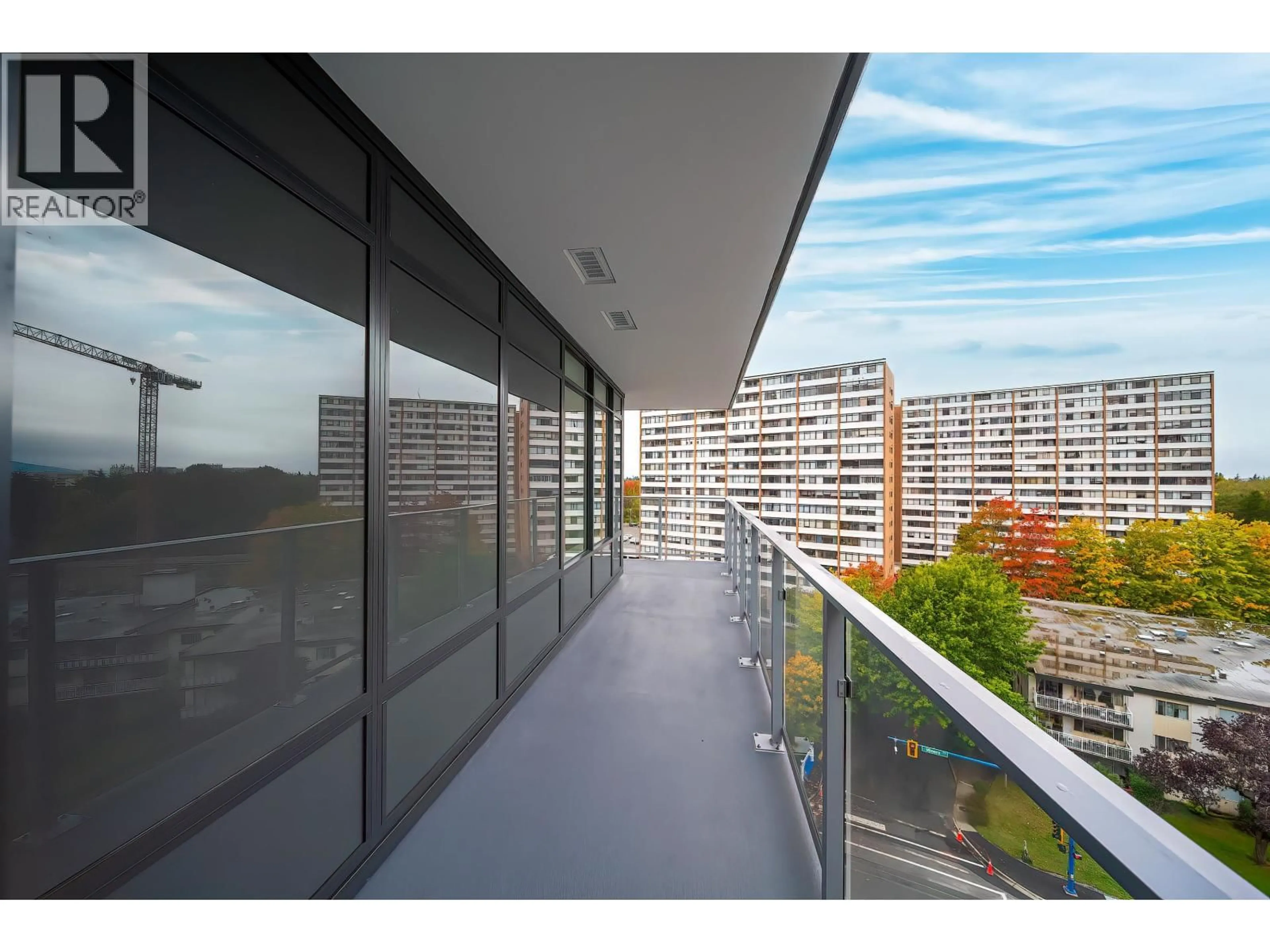 Balcony in the apartment, city buildings view from balcony for 840 - 6500 MINORU BOULEVARD, Richmond British Columbia V6Y0N2