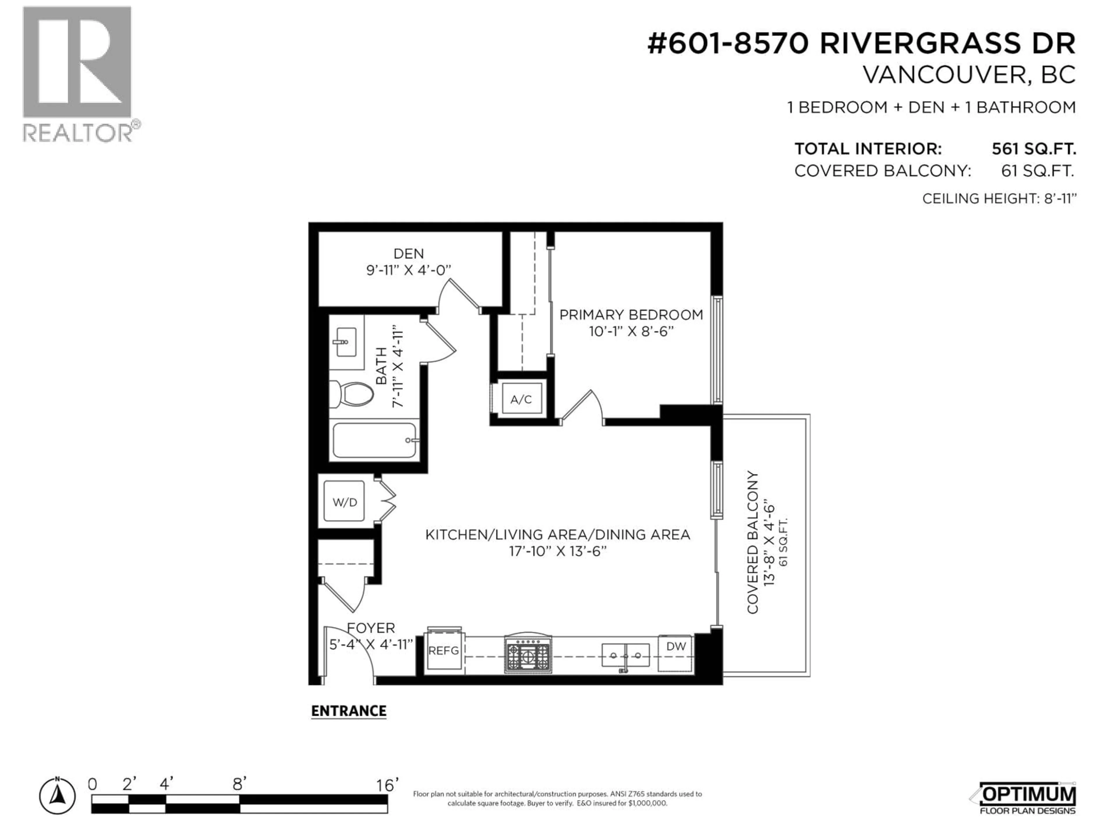 Floor plan for 601 - 8570 RIVERGRASS DRIVE, Vancouver British Columbia V5S0H4