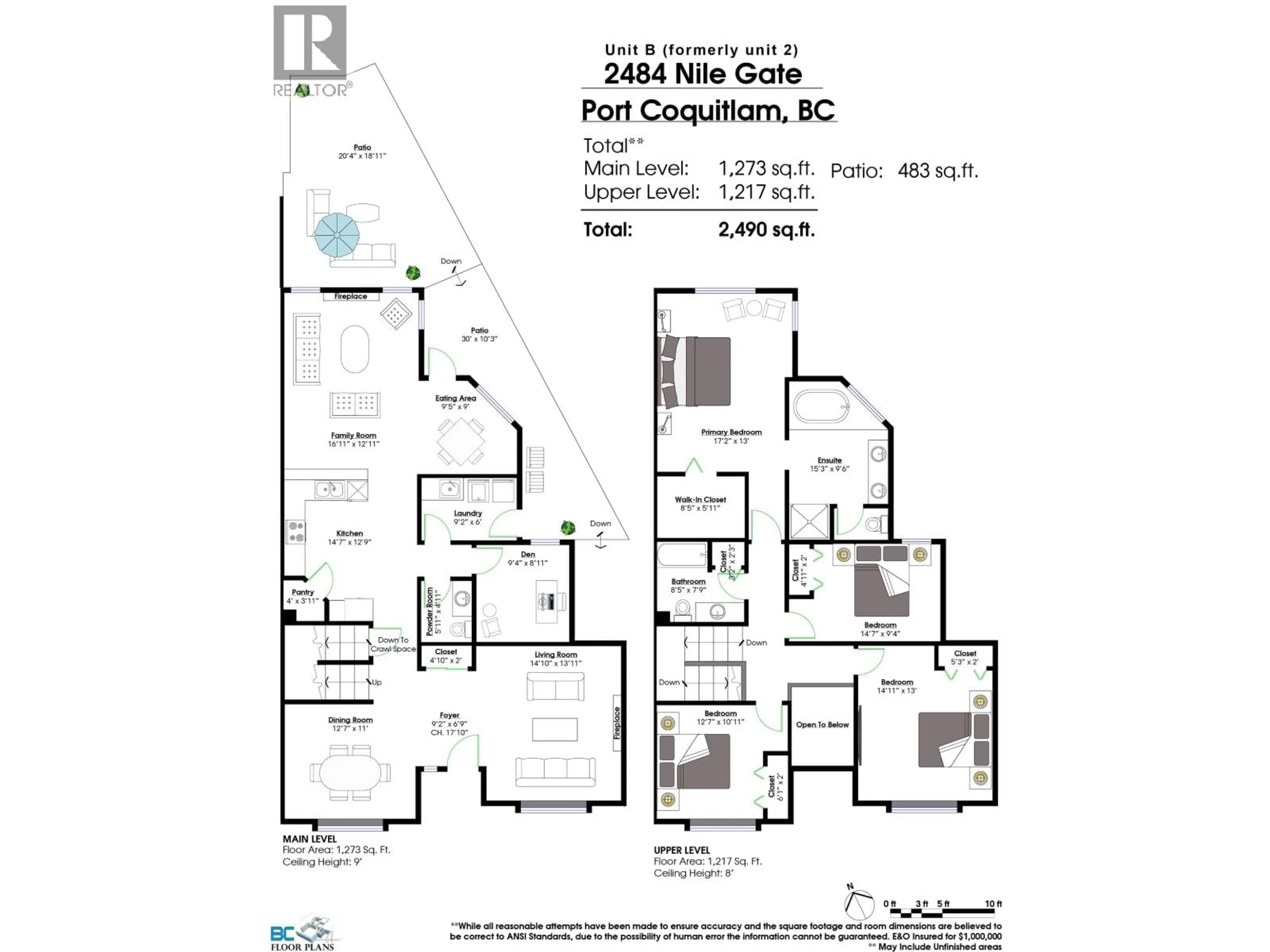 Floor plan for B - 2484 NILE GATE, Port Coquitlam British Columbia V3B8B3