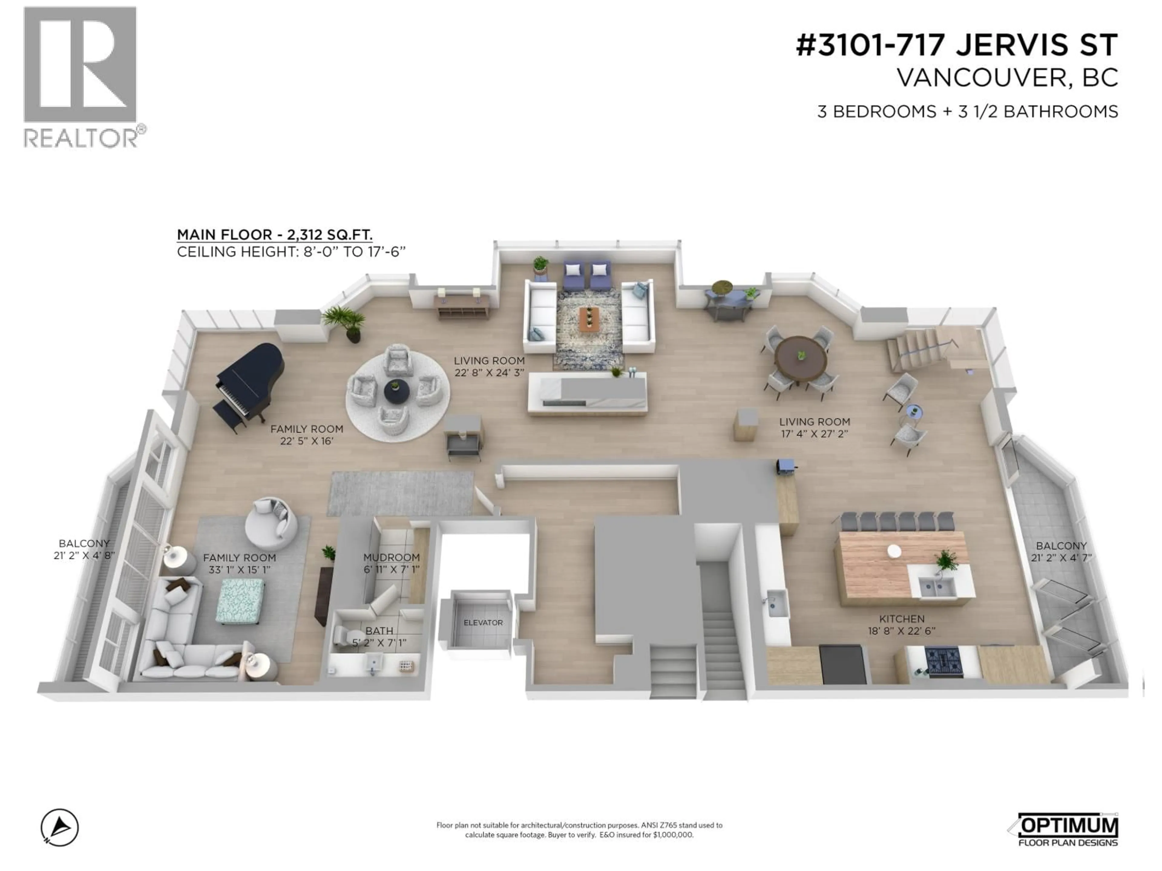 Floor plan for 3102 - 717 JERVIS STREET, Vancouver British Columbia V6E4L5