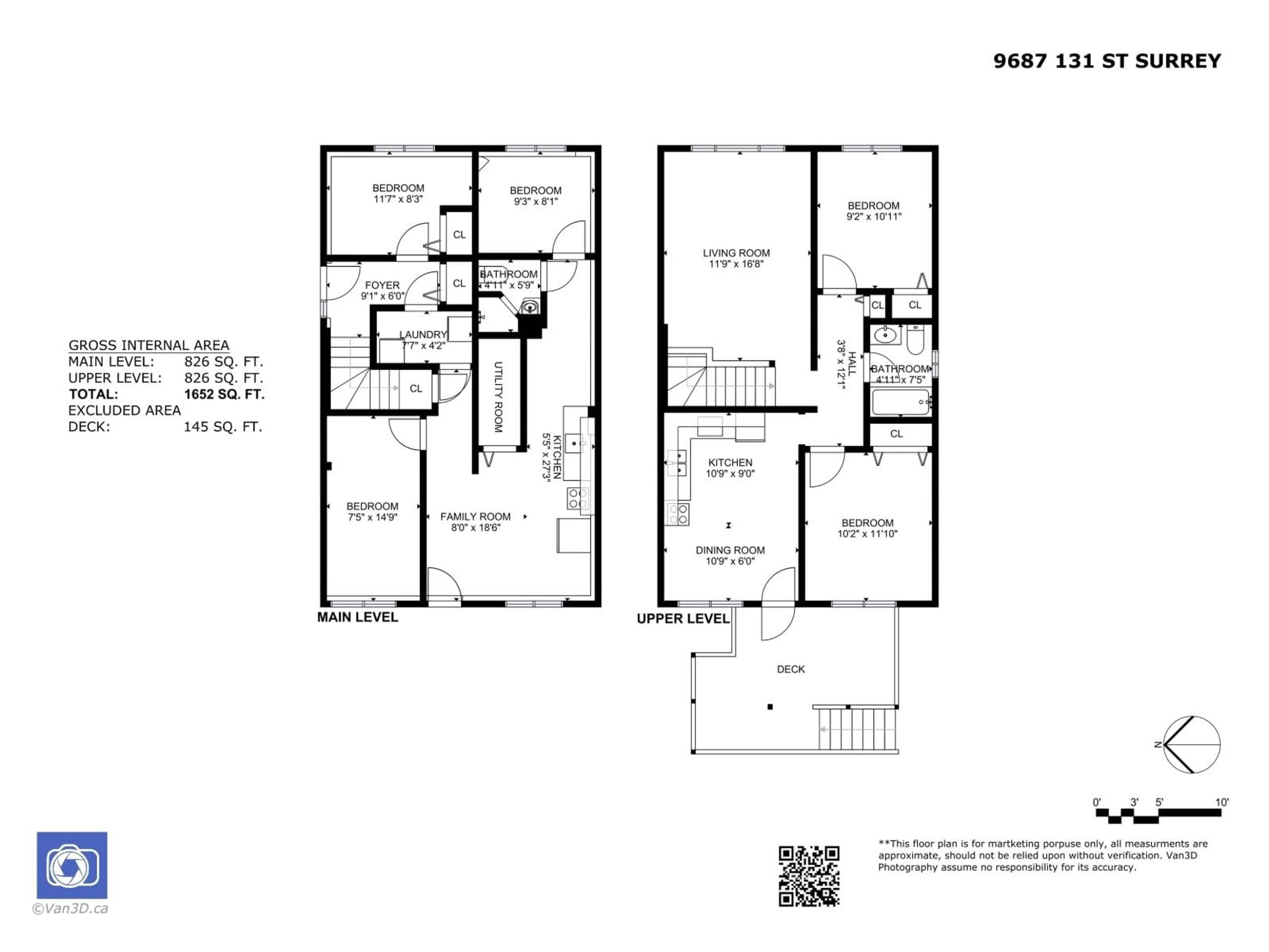 Floor plan for 9687 131 STREET, Surrey British Columbia V3T3P4