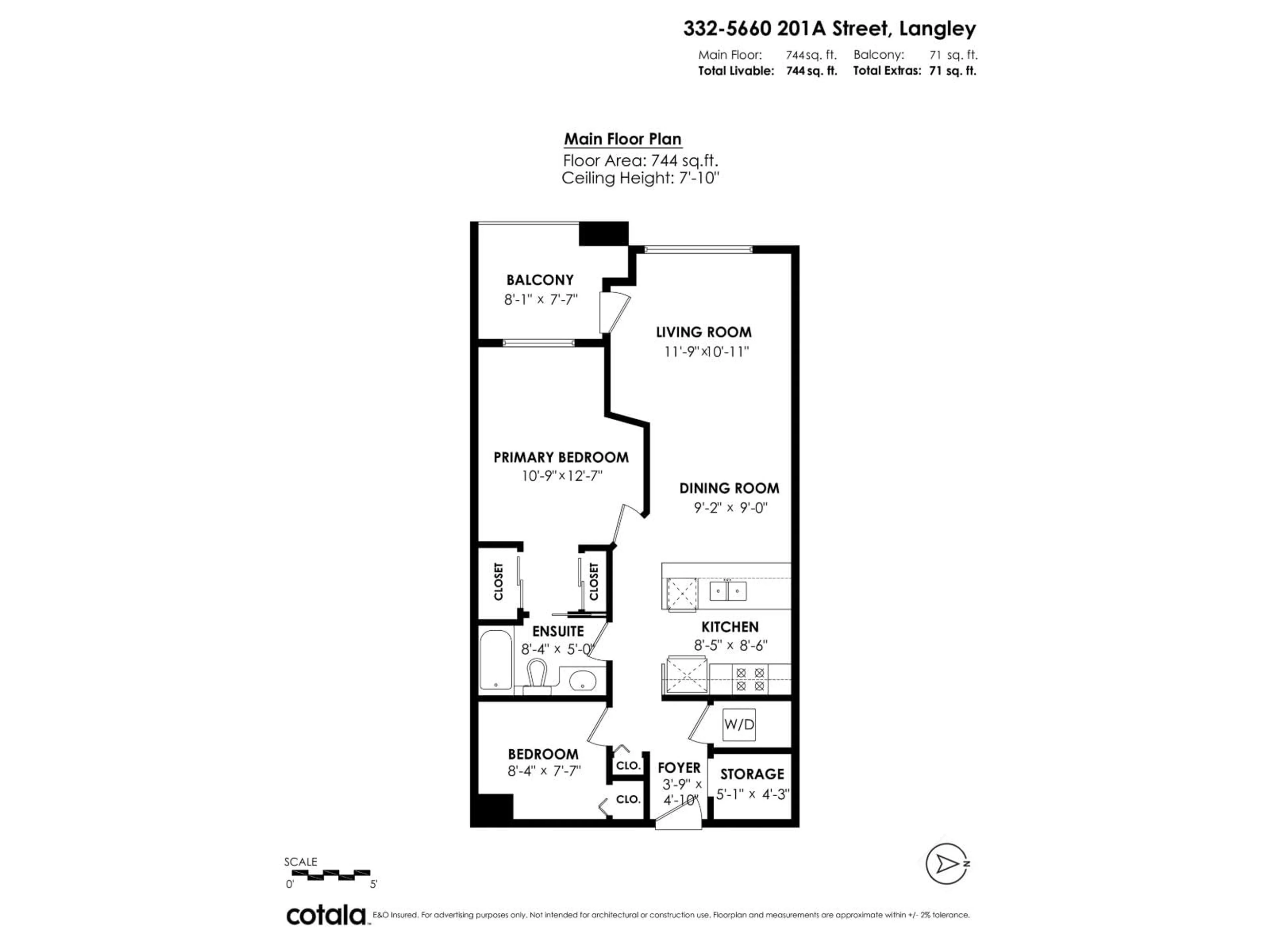 Floor plan for 332 - 5660 201A STREET, Langley British Columbia V3A0B4