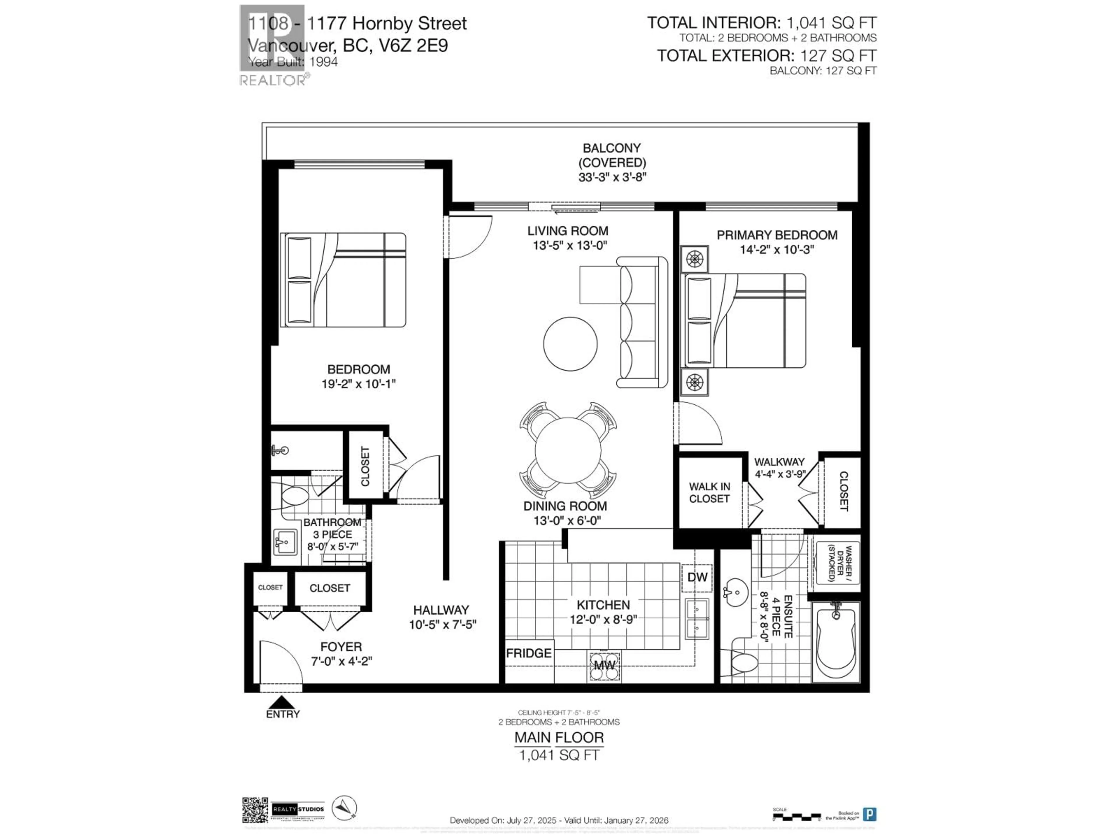 Floor plan for 1108 - 1177 HORNBY STREET, Vancouver British Columbia V6Z2E9