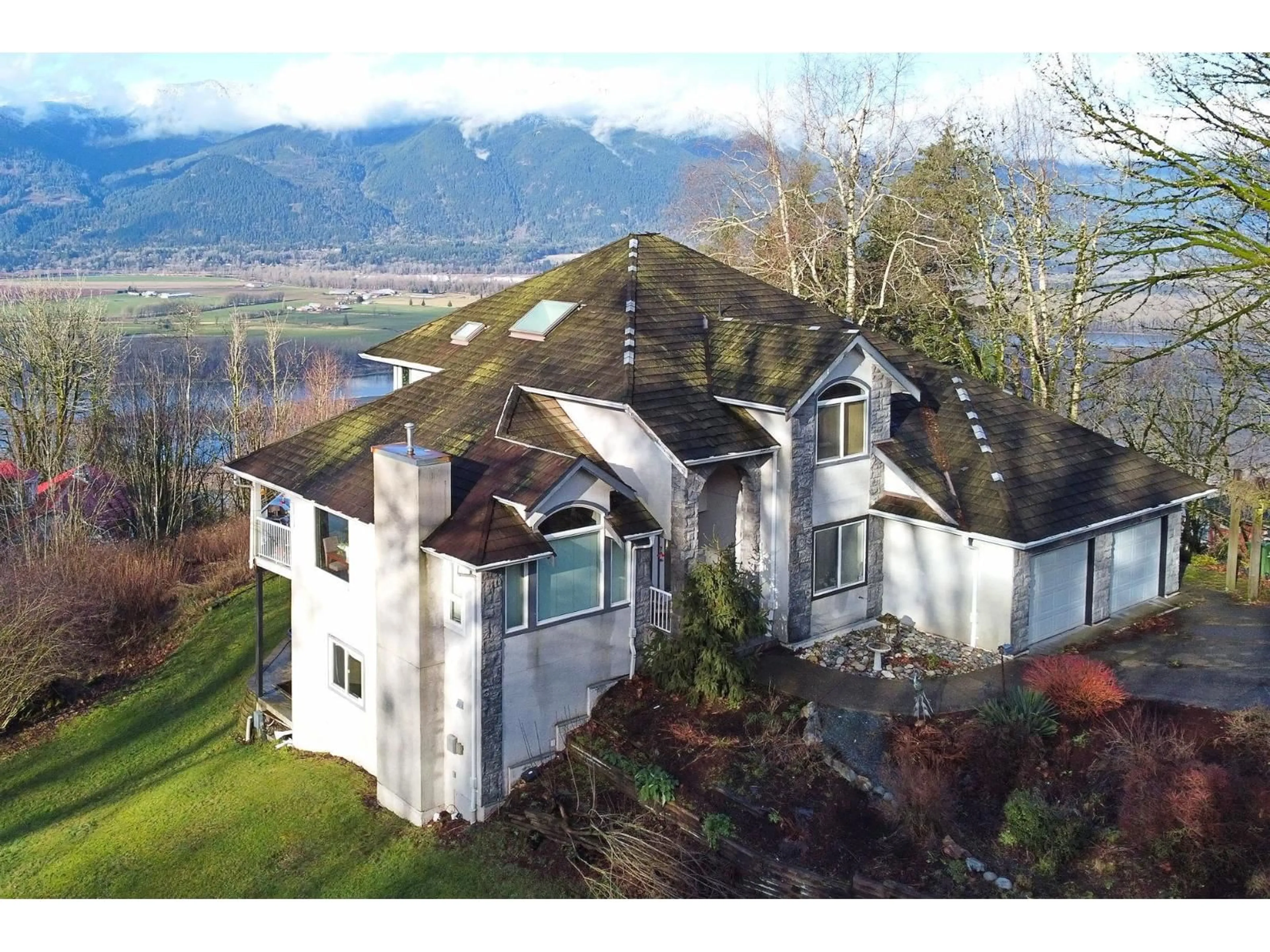 A pic from outside/outdoor area/front of a property/back of a property/a pic from drone, mountain view for 8439 GRAND VIEW DRIVE, Chilliwack British Columbia V2R4A2