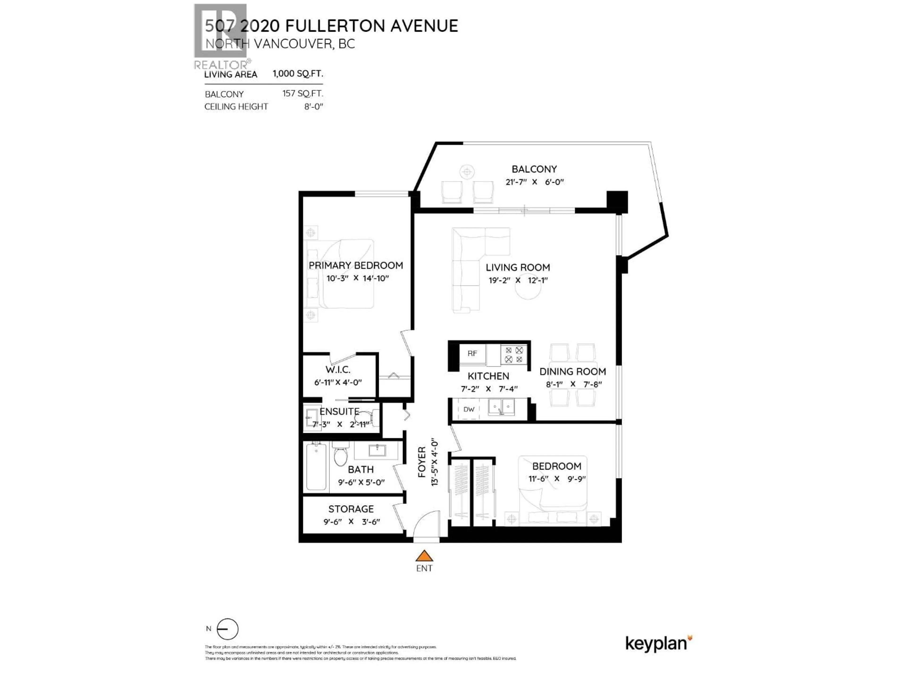 Floor plan for 507 - 2020 FULLERTON AVENUE, North Vancouver British Columbia V7P3G3