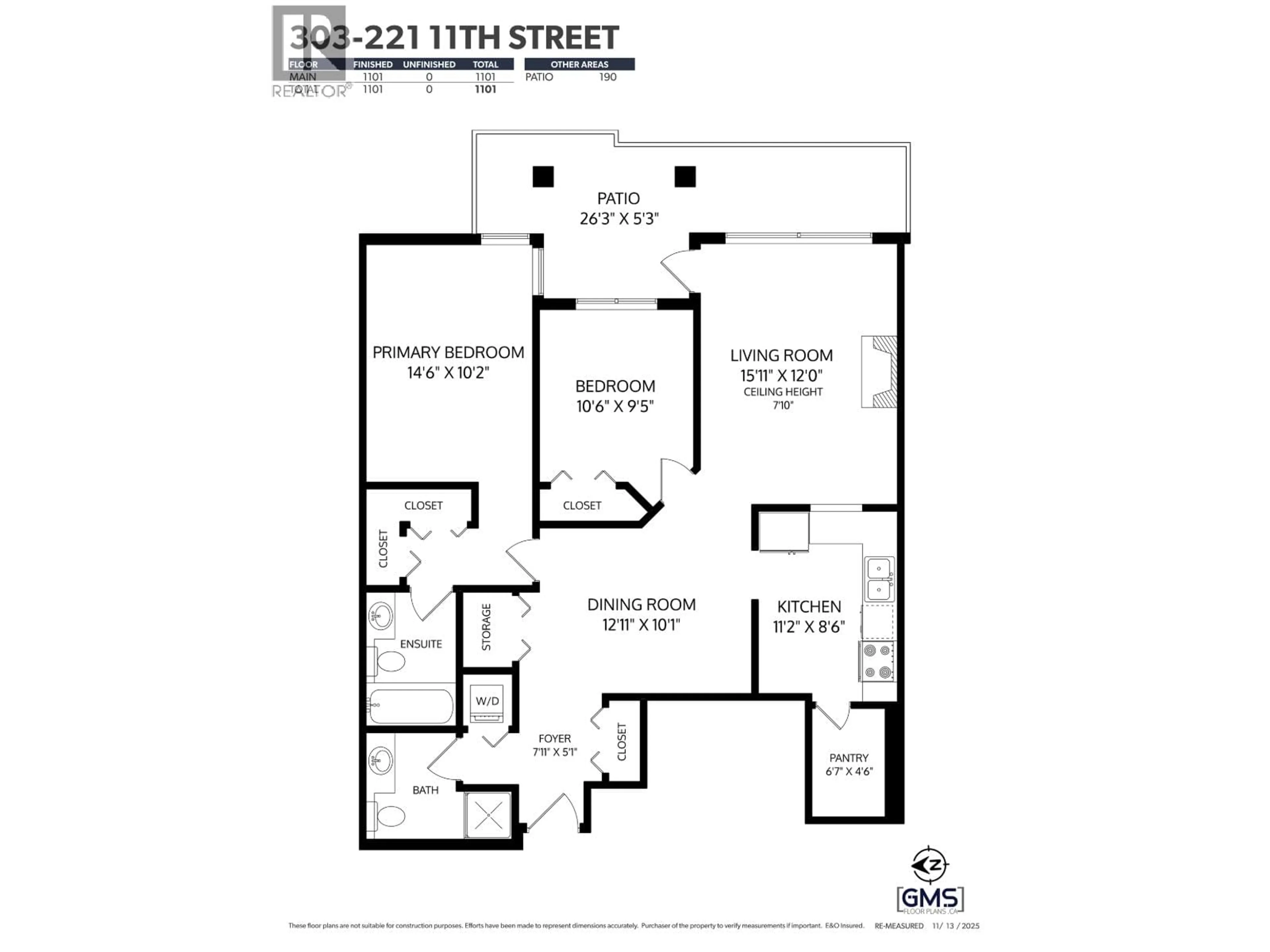 Floor plan for 303 - 221 ELEVENTH STREET, New Westminster British Columbia V3M4C8