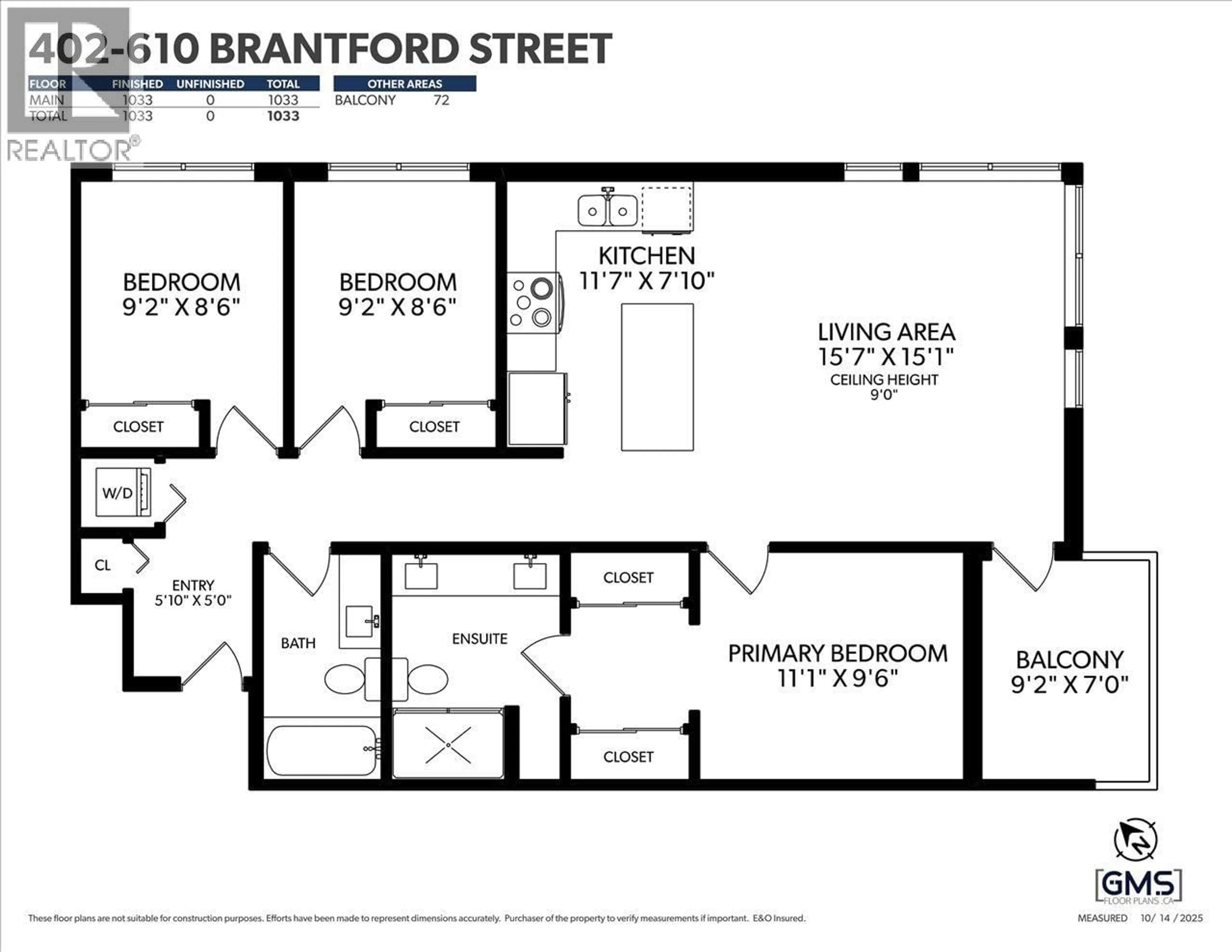 Floor plan for 402 - 610 BRANTFORD STREET, New Westminster British Columbia V3M1W7
