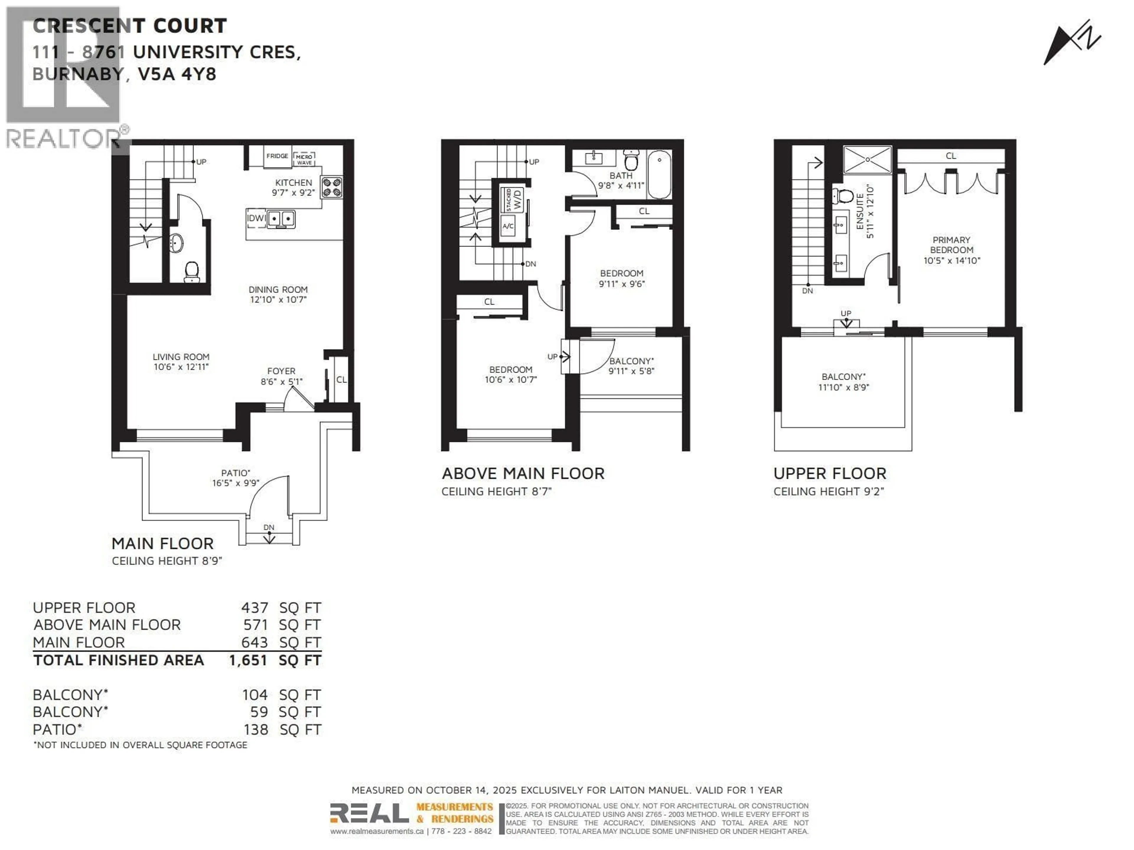Floor plan for 111 - 8761 UNIVERSITY CRESCENT, Burnaby British Columbia V5A4Y8