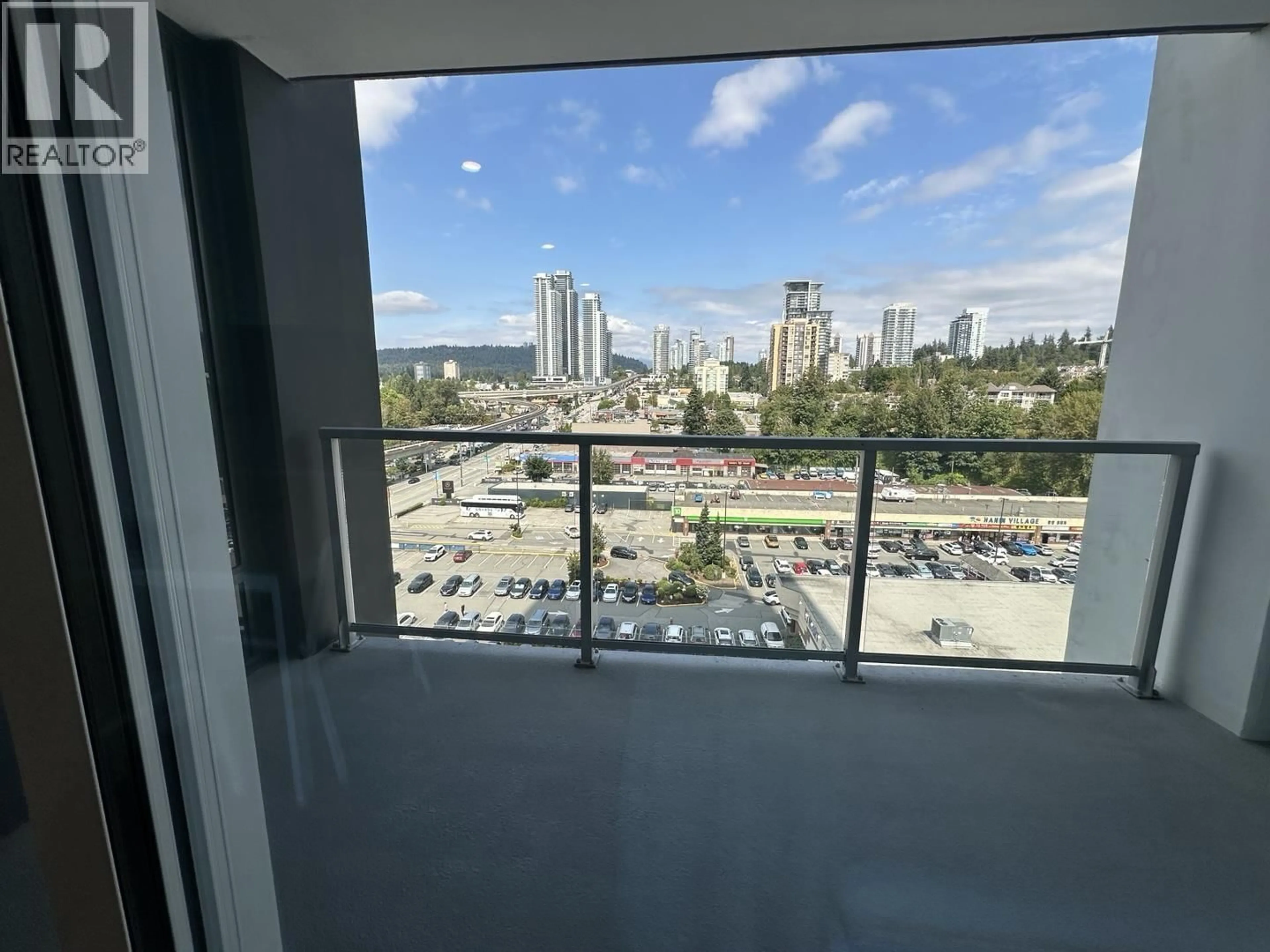 Balcony in the apartment, city buildings view from balcony for 910 - 318 ALDERSON AVENUE, Coquitlam British Columbia V3K0J1