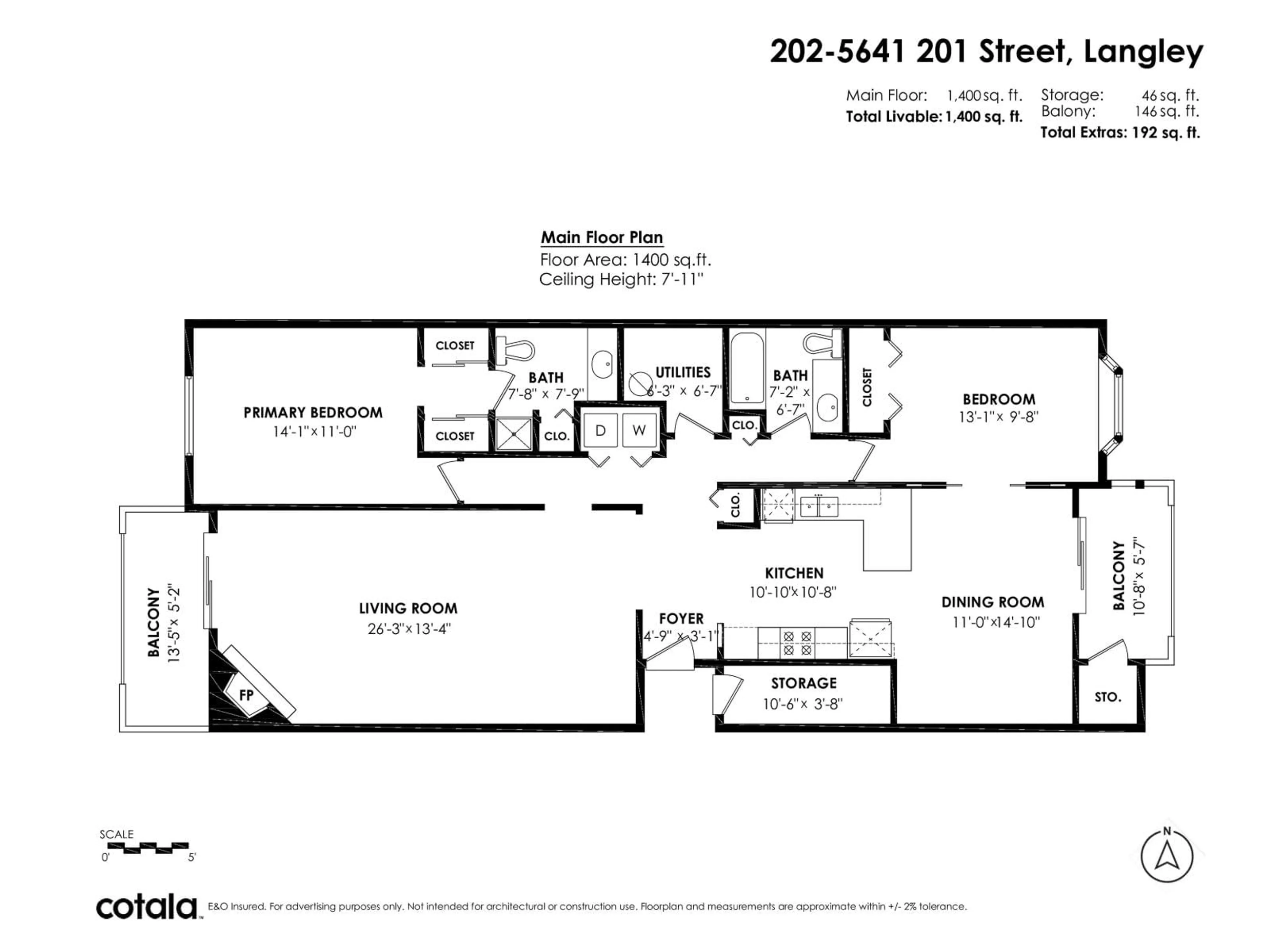 Floor plan for 202 - 5641 201 STREET, Langley British Columbia V3A8A4