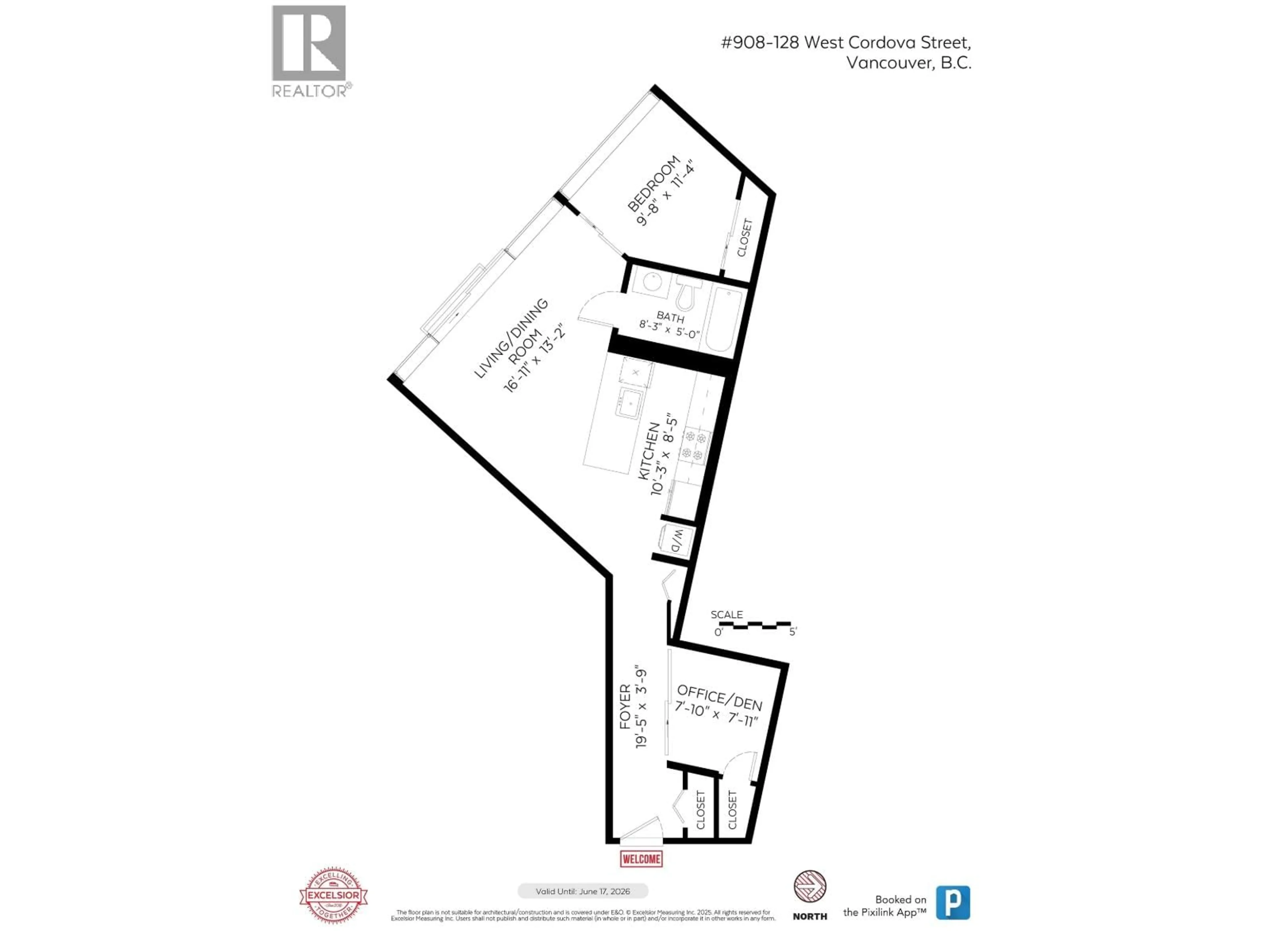 Floor plan for 908 - 128 CORDOVA STREET, Vancouver British Columbia V6B0E6