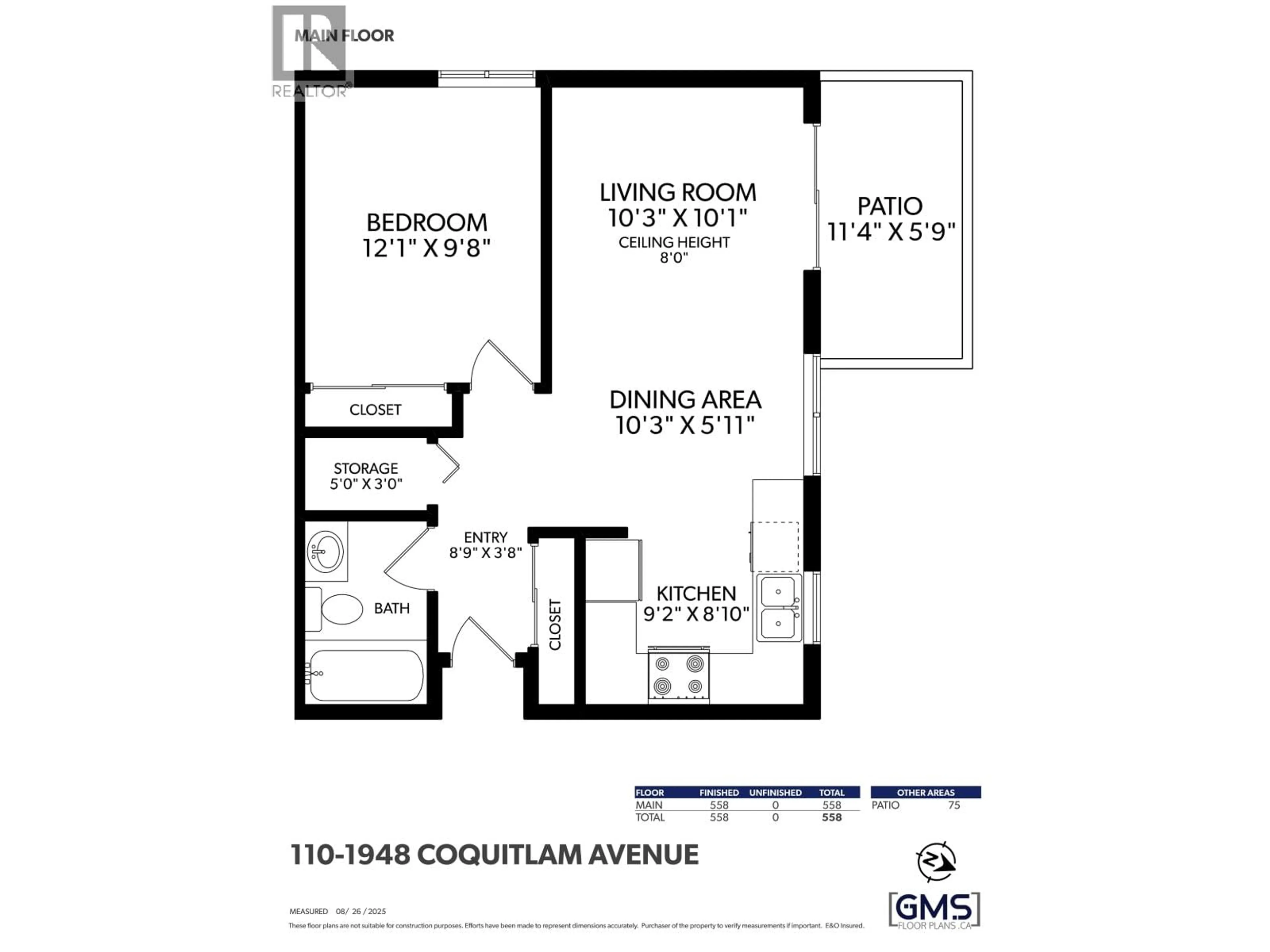 Floor plan for 110 - 1948 COQUITLAM AVENUE, Port Coquitlam British Columbia V3B1J3