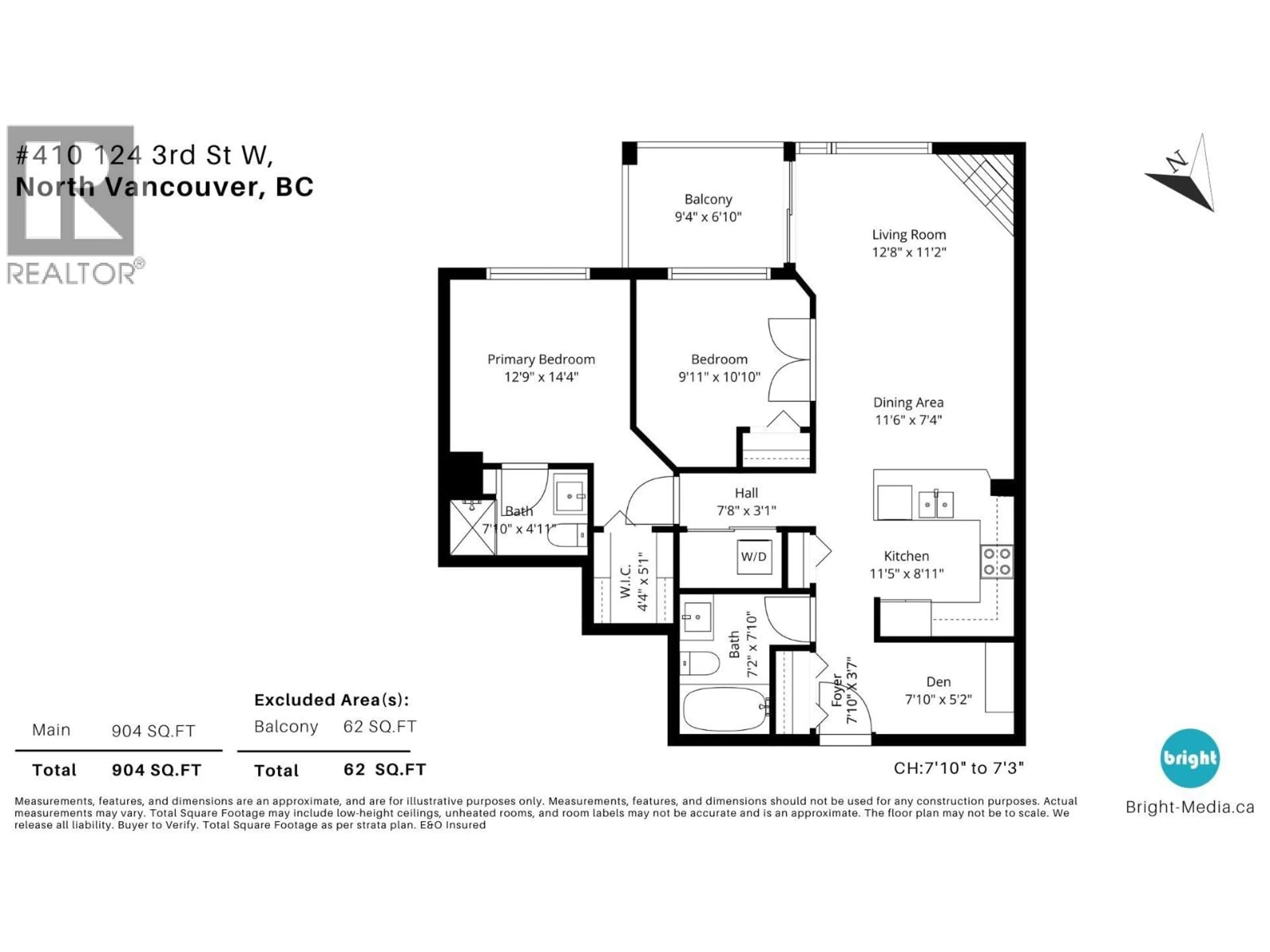 Floor plan for 410 - 124 3RD STREET, North Vancouver British Columbia V7M1E8