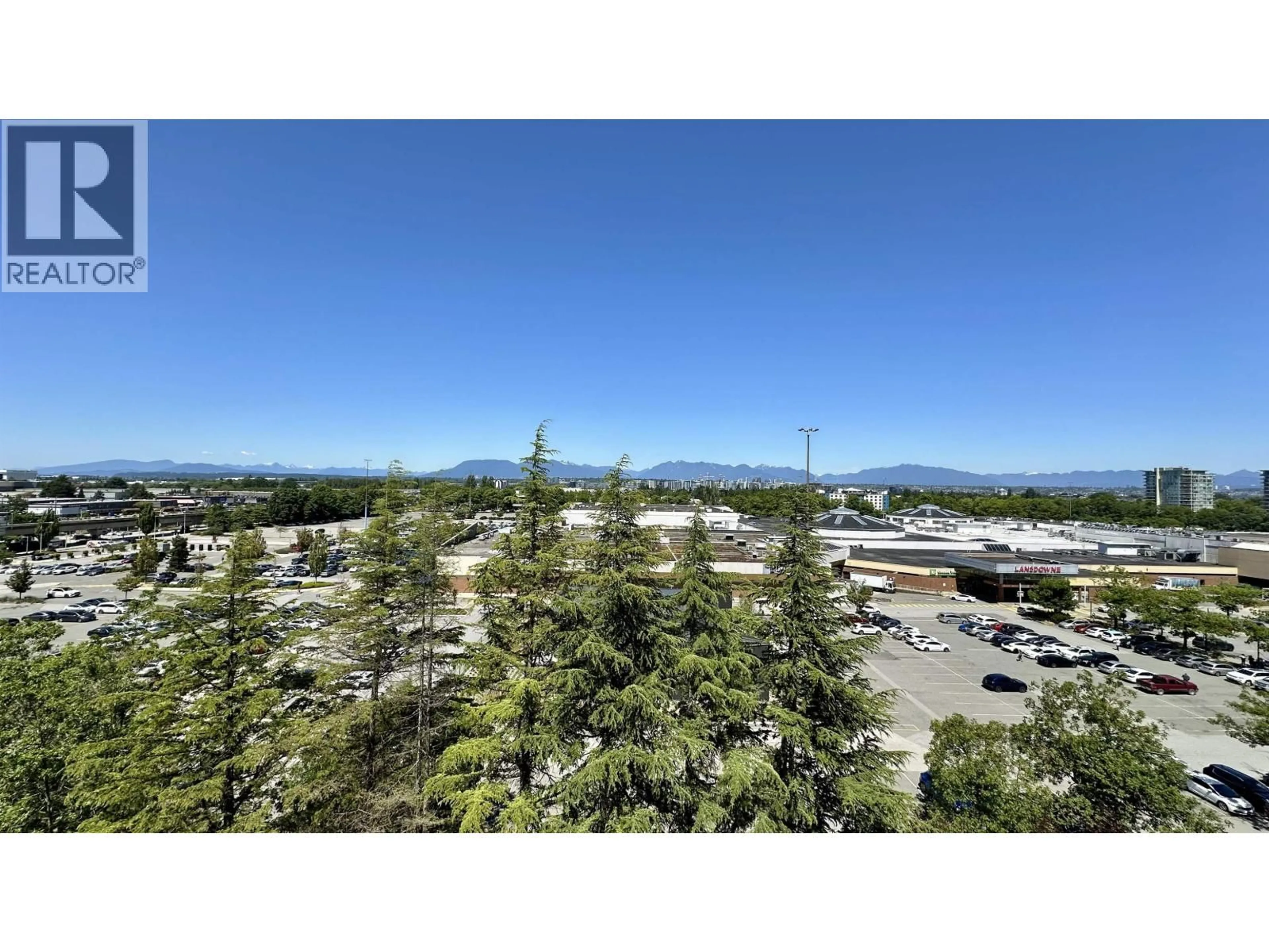 A pic from outside/outdoor area/front of a property/back of a property/a pic from drone, mountain view for 902 - 8160 LANSDOWNE ROAD, Richmond British Columbia V6X0A9