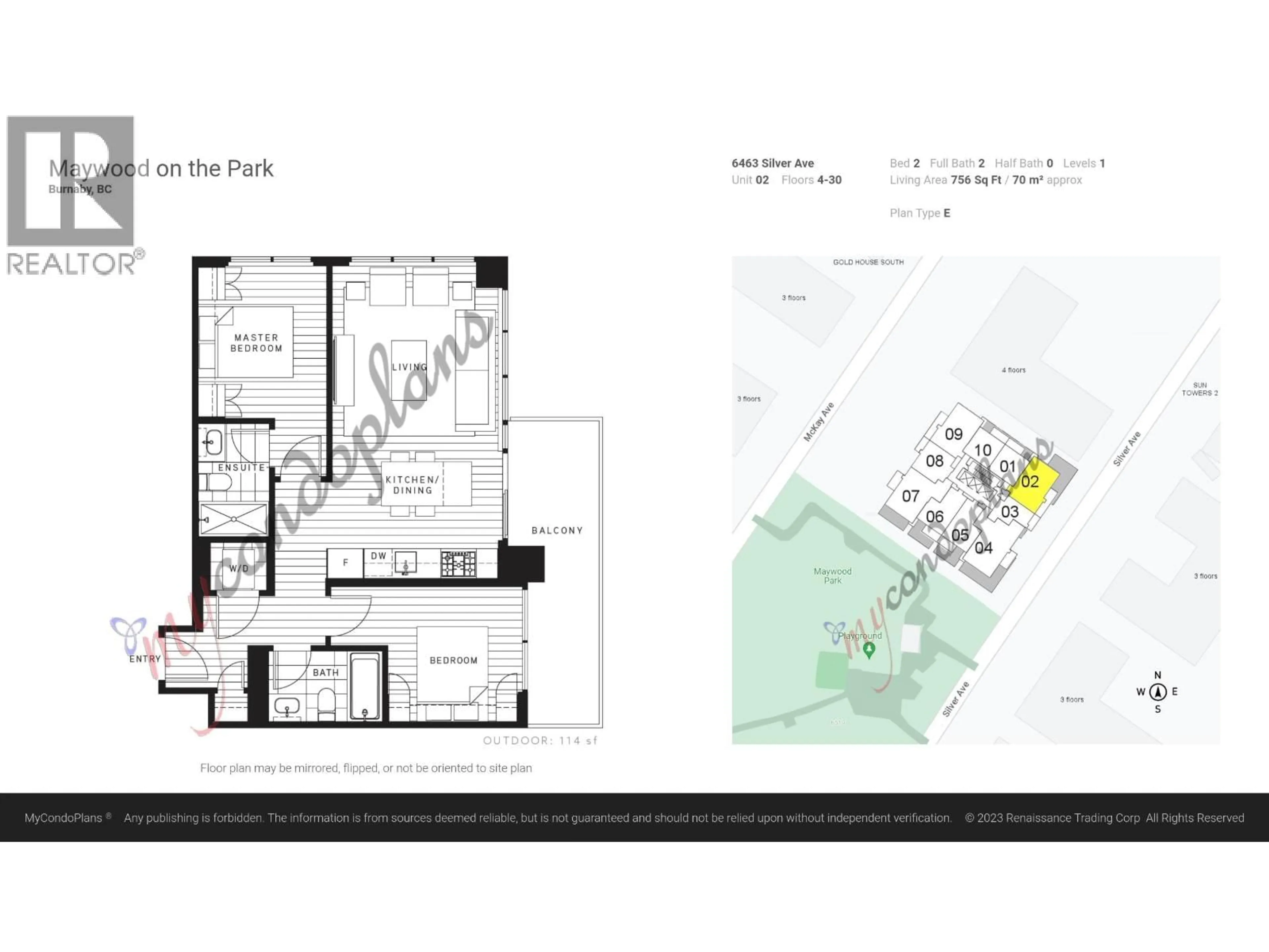 Floor plan for 1502 - 6463 SILVER AVENUE, Burnaby British Columbia V5H0K4