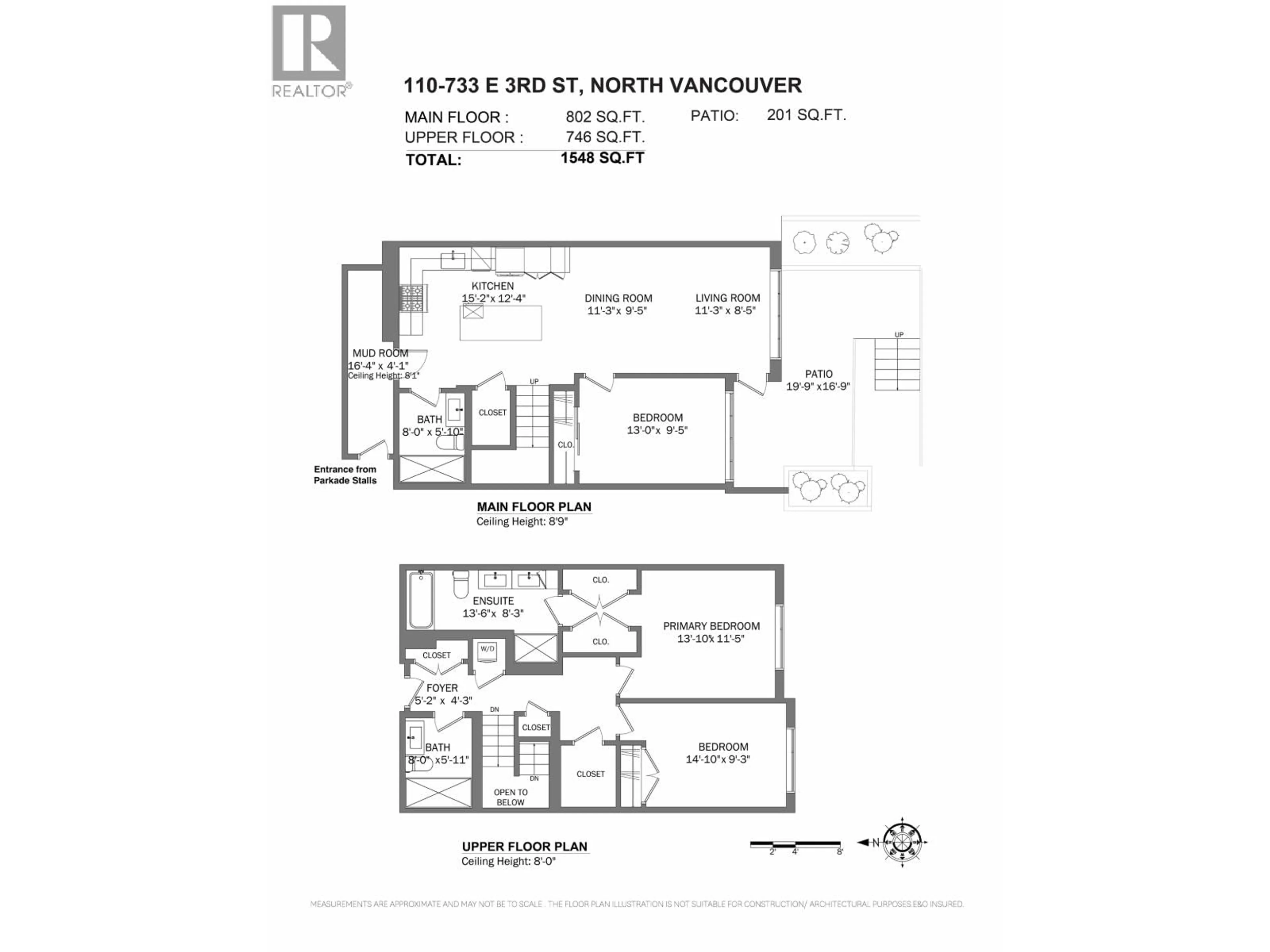 Floor plan for 110 - 733 3RD STREET, North Vancouver British Columbia V7L1G8
