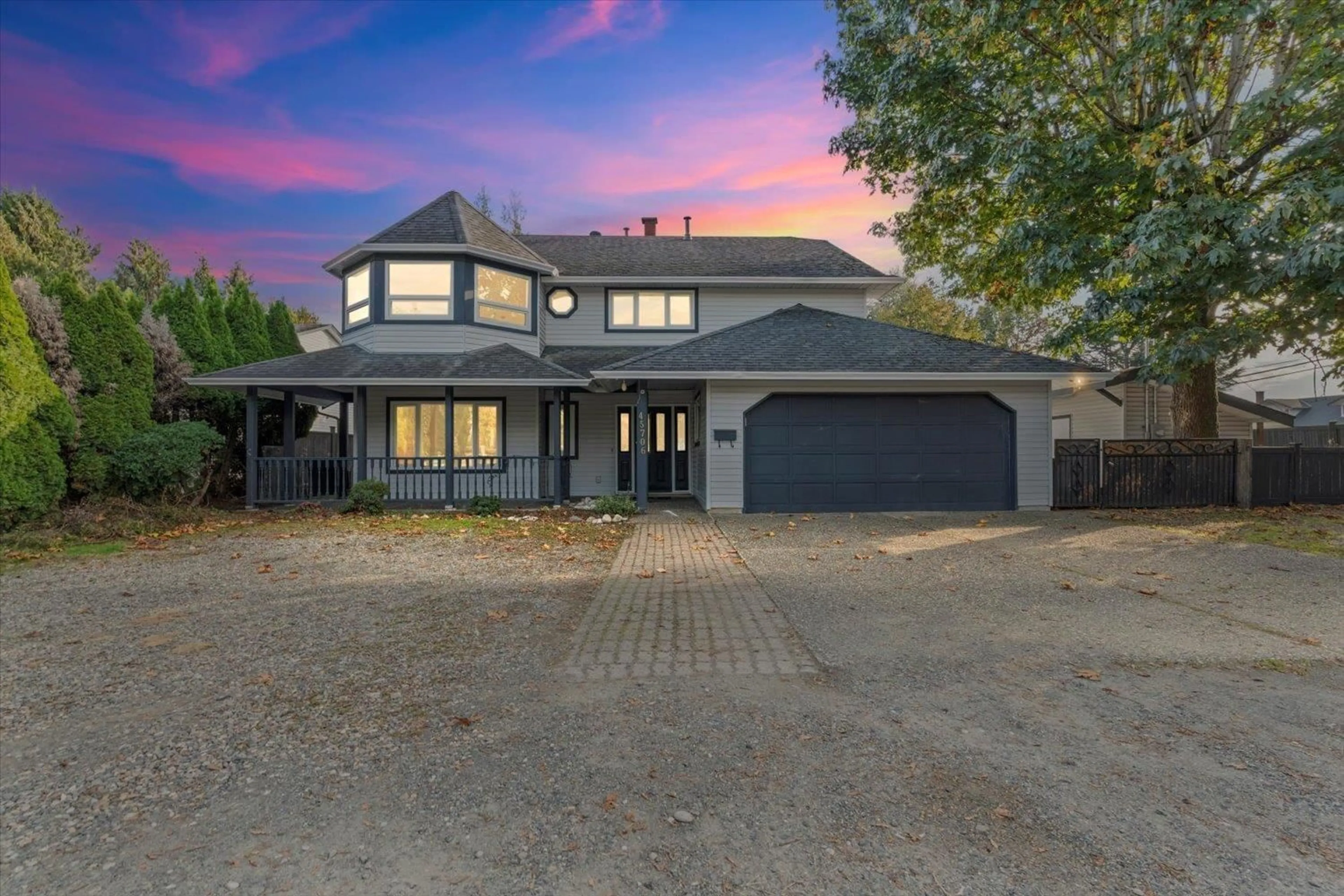 A pic from outside/outdoor area/front of a property/back of a property/a pic from drone, street for 45706 STEVENSON ROAD, Chilliwack British Columbia V2R1C9