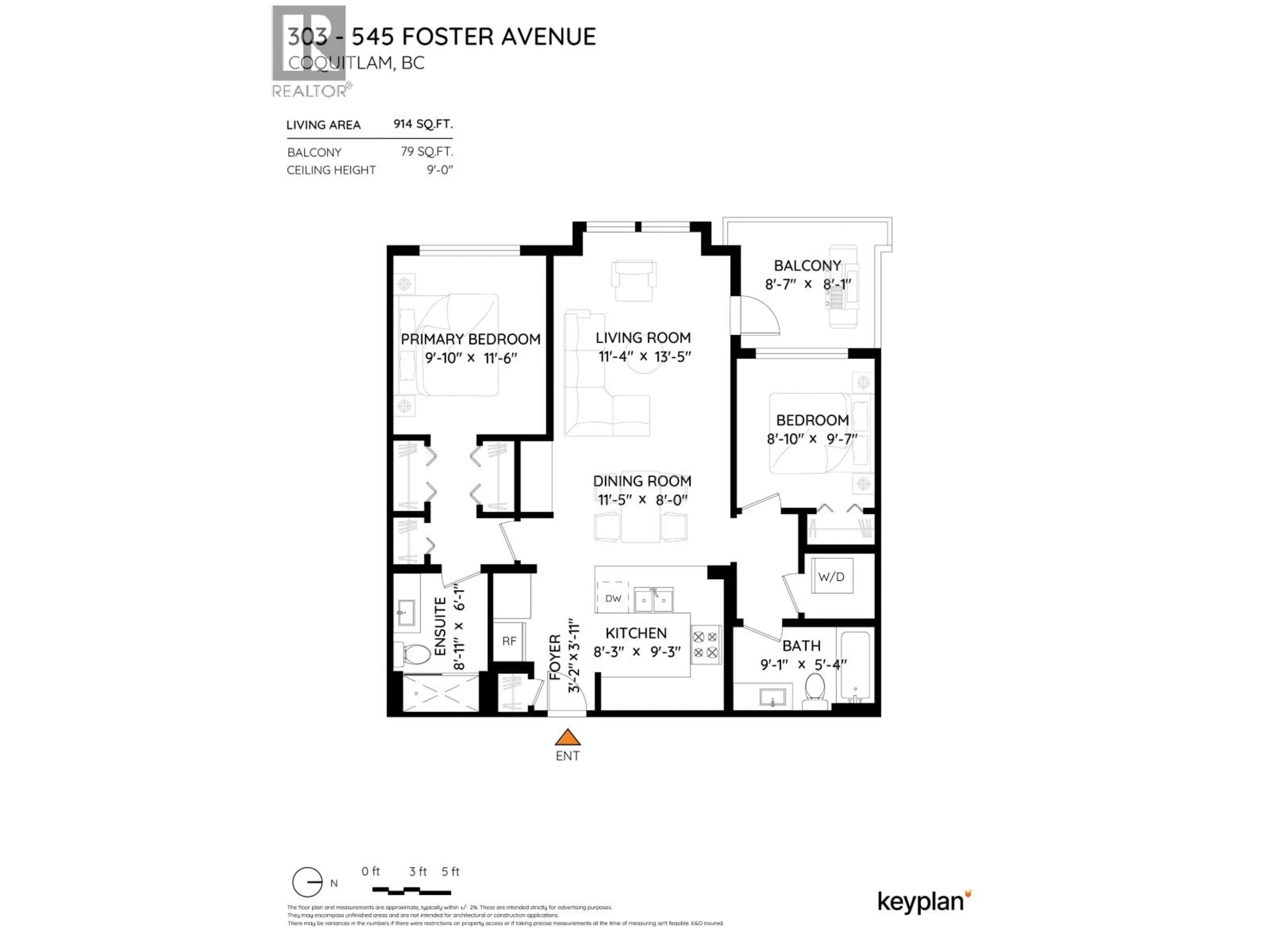 Floor plan for 303 - 545 FOSTER AVENUE, Coquitlam British Columbia V3J0B3