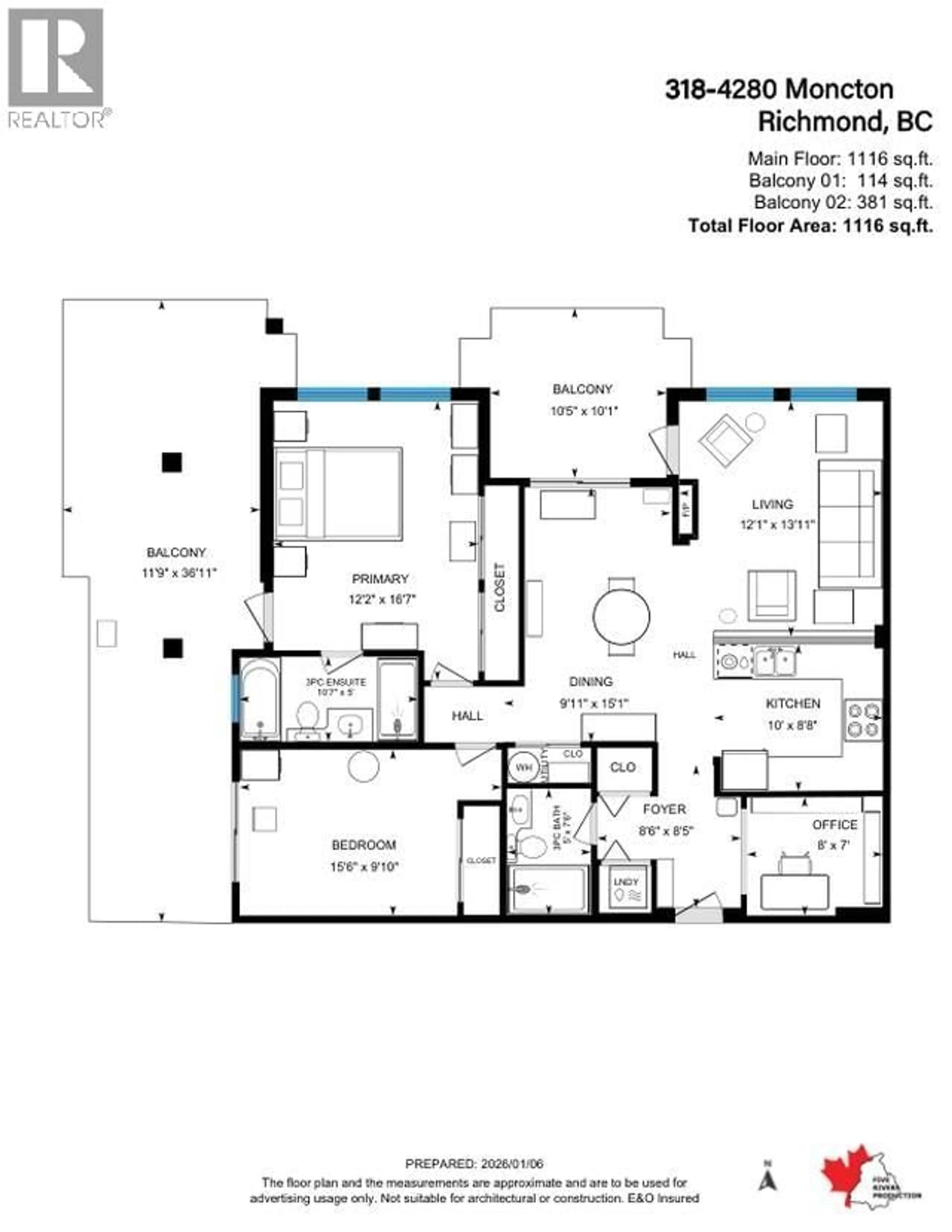 Floor plan for 318 - 4280 MONCTON STREET, Richmond British Columbia V7E6T4