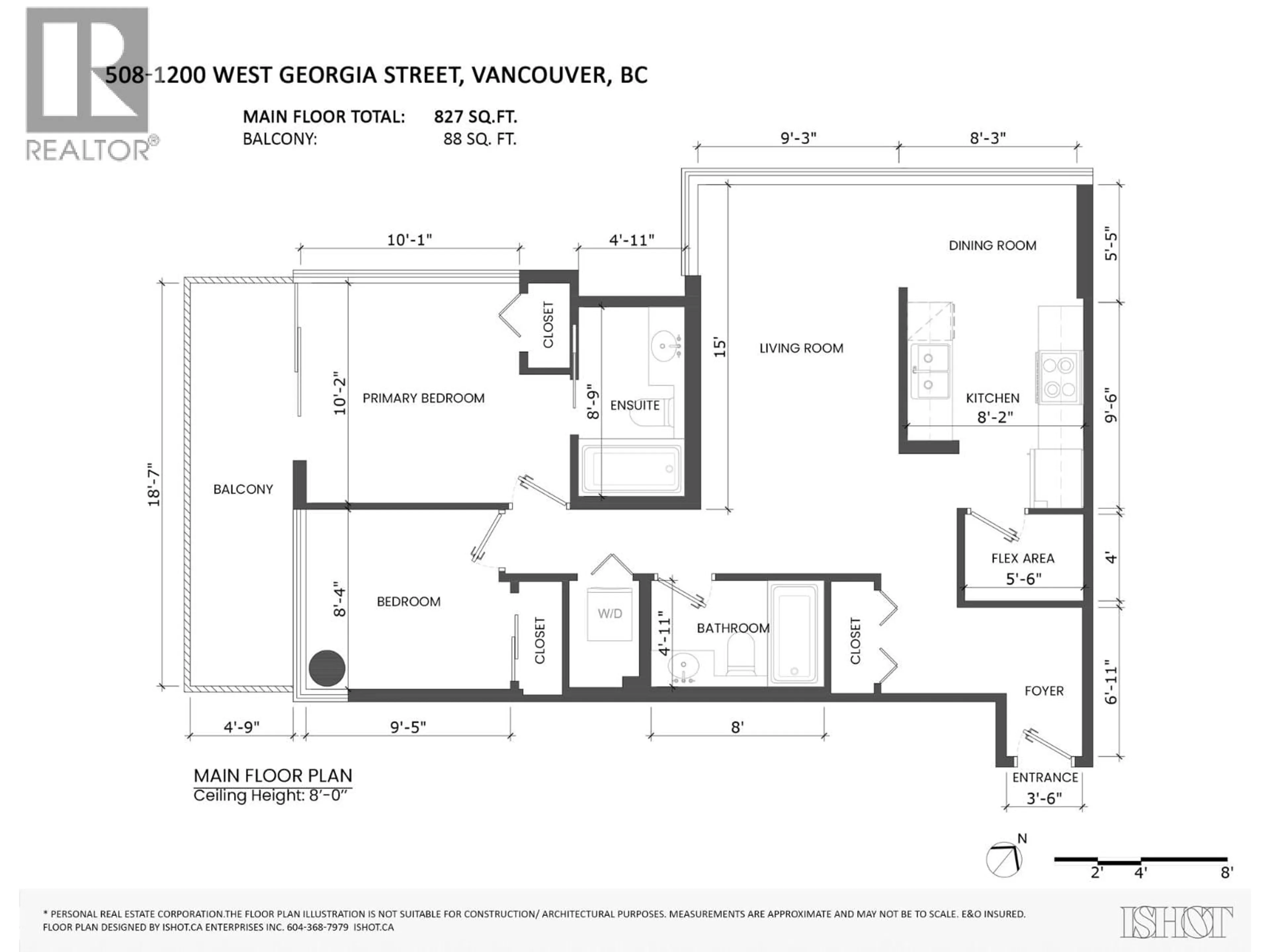 Floor plan for 508 - 1200 GEORGIA STREET, Vancouver British Columbia V6E4R2