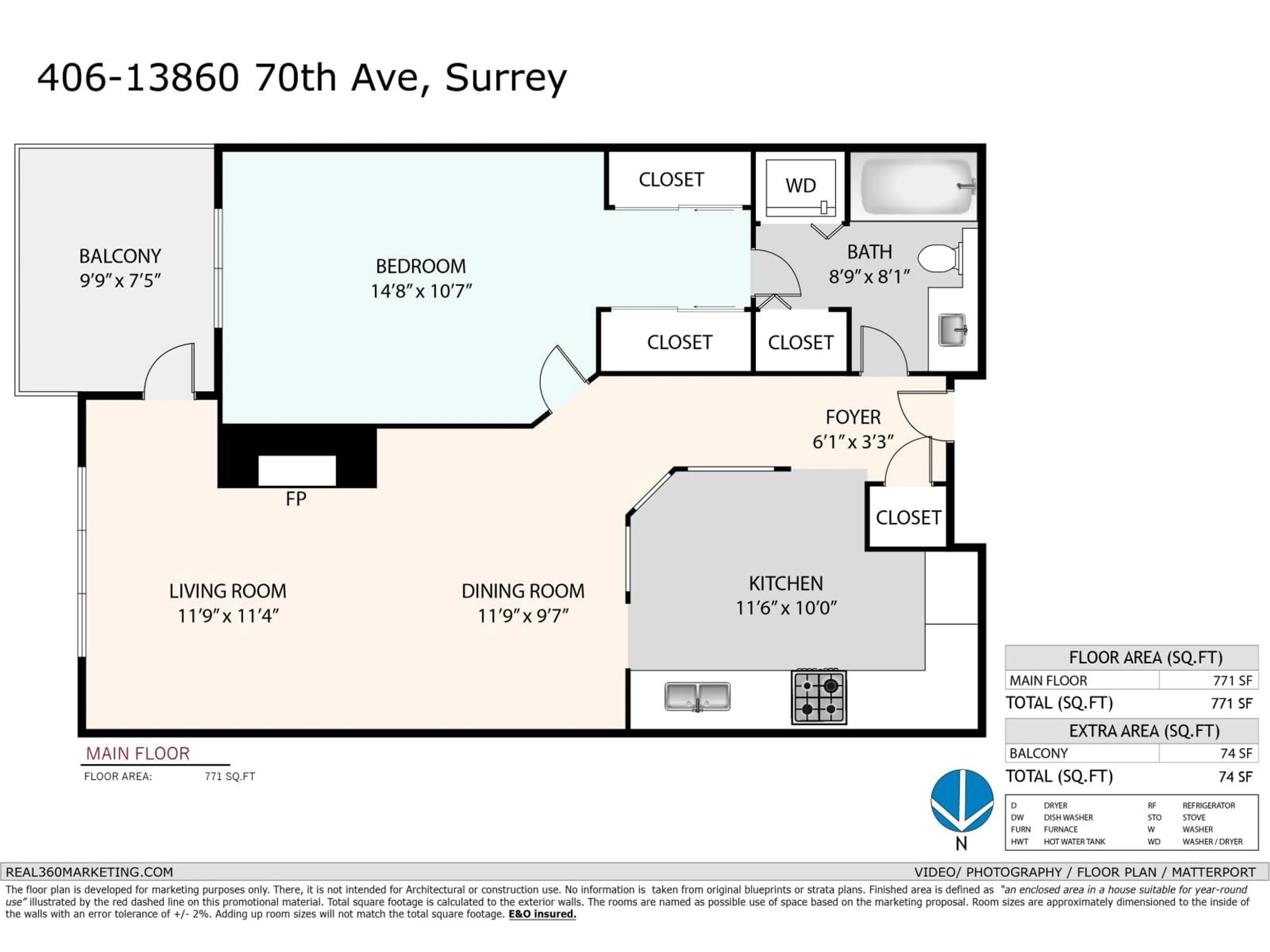 Floor plan for 406 - 13860 70 AVENUE, Surrey British Columbia V3W0S1