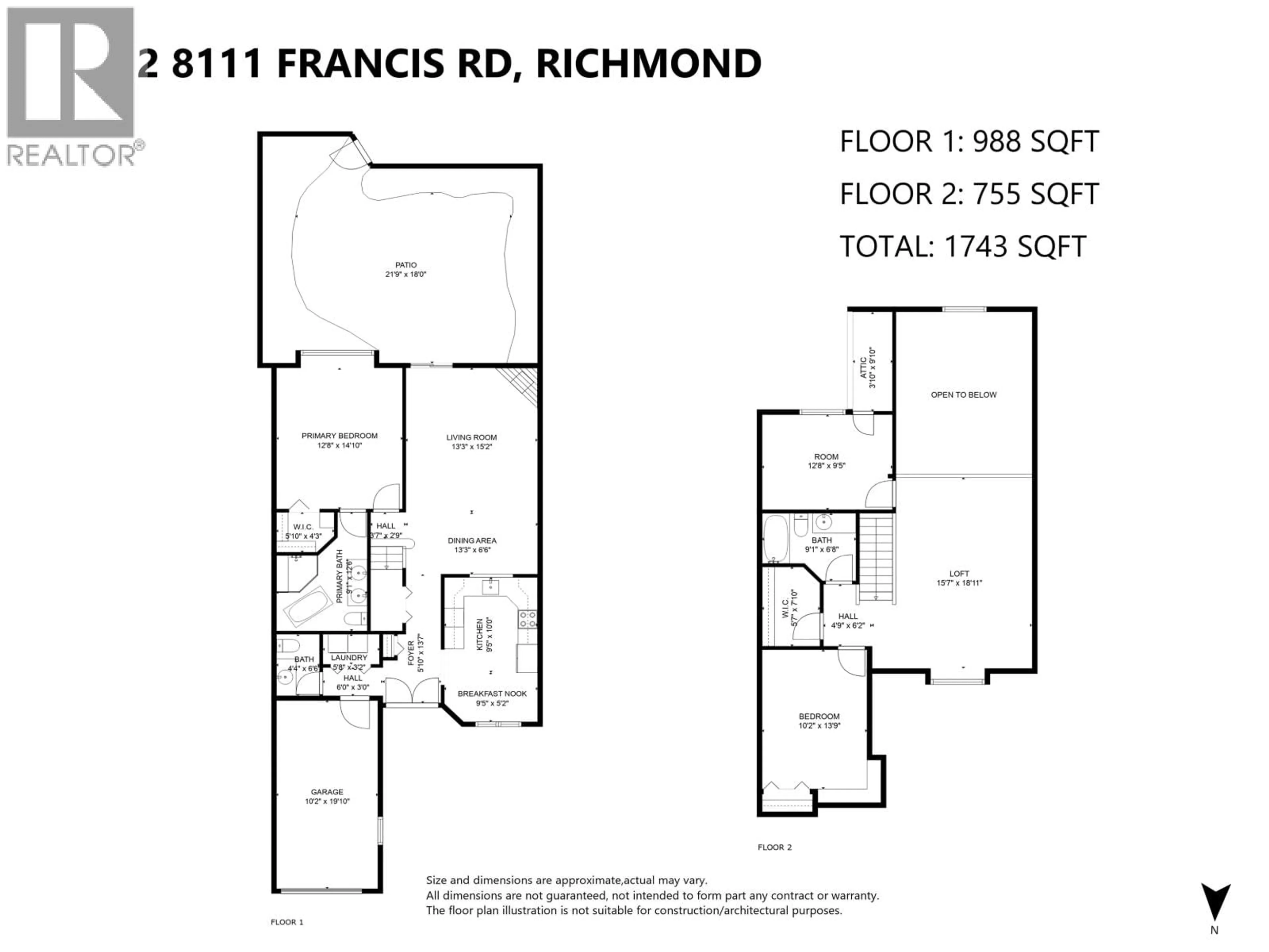 Floor plan for 2 - 8111 FRANCIS ROAD, Richmond British Columbia V6Y3R3