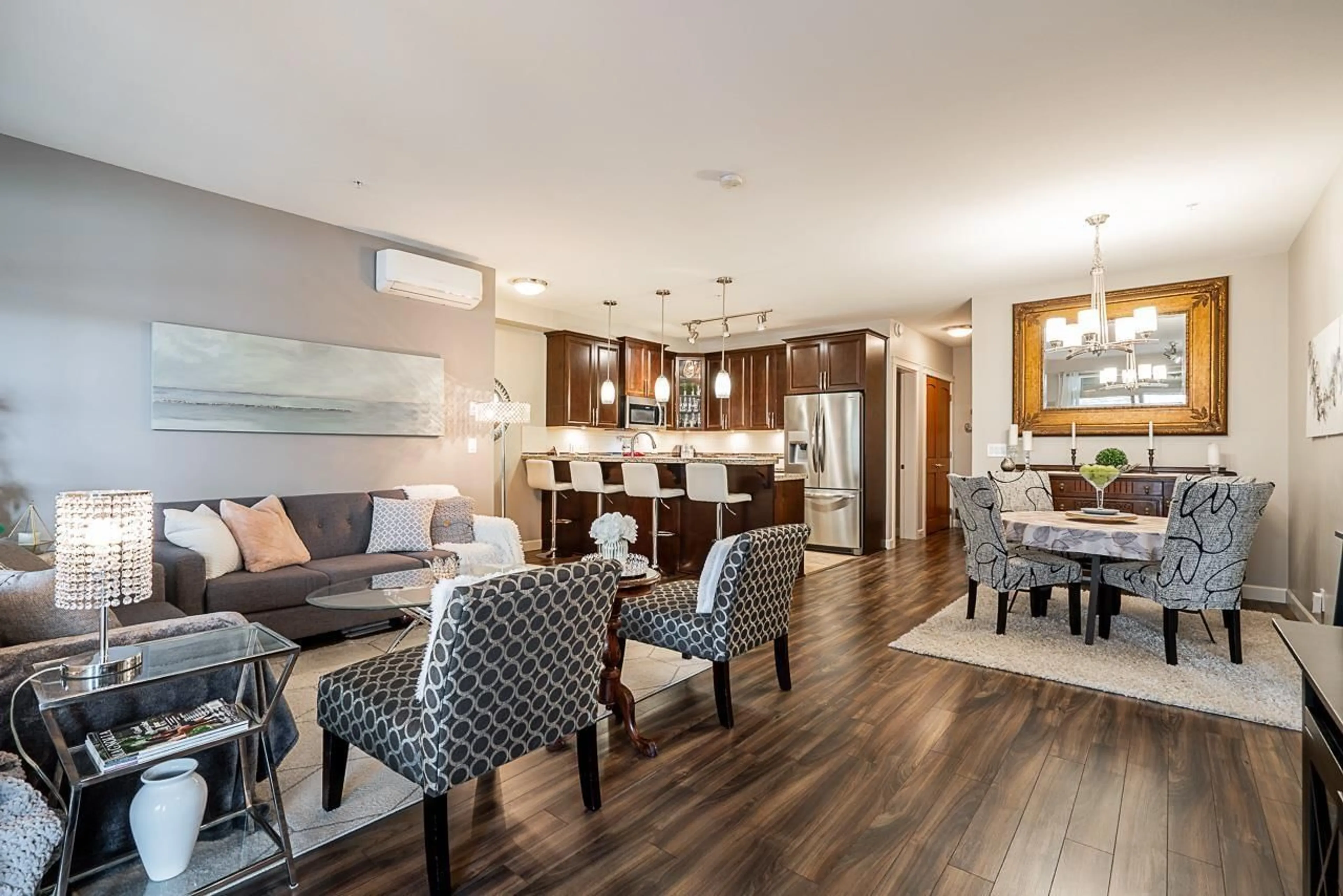 Open concept kitchen, wood/laminate floor for B323 - 8218 207A STREET, Langley British Columbia V2Y0Y1