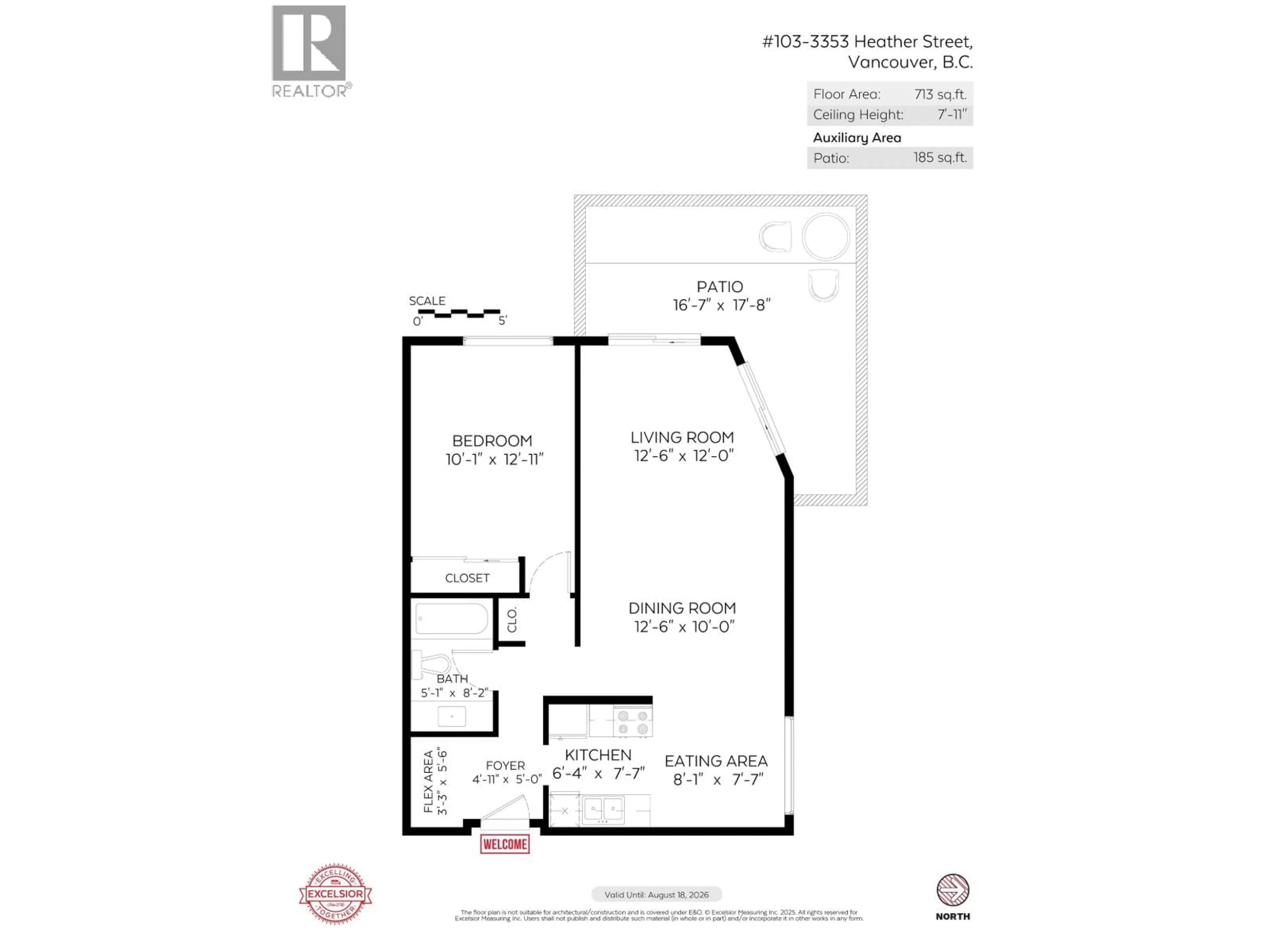 Floor plan for 103 - 3353 HEATHER STREET, Vancouver British Columbia V5Z3K6