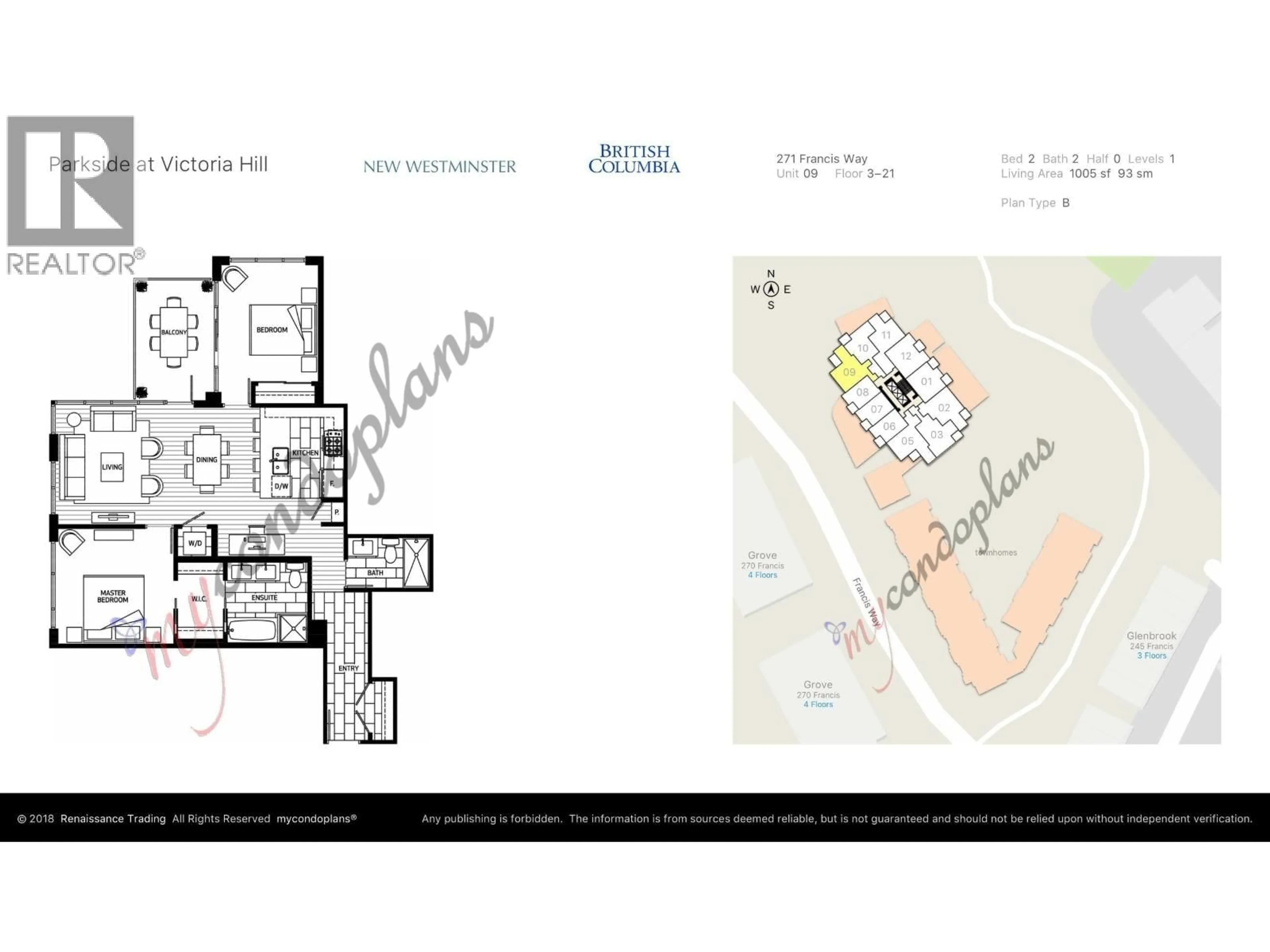 Floor plan for 1009 - 271 FRANCIS WAY, New Westminster British Columbia V3L0H2