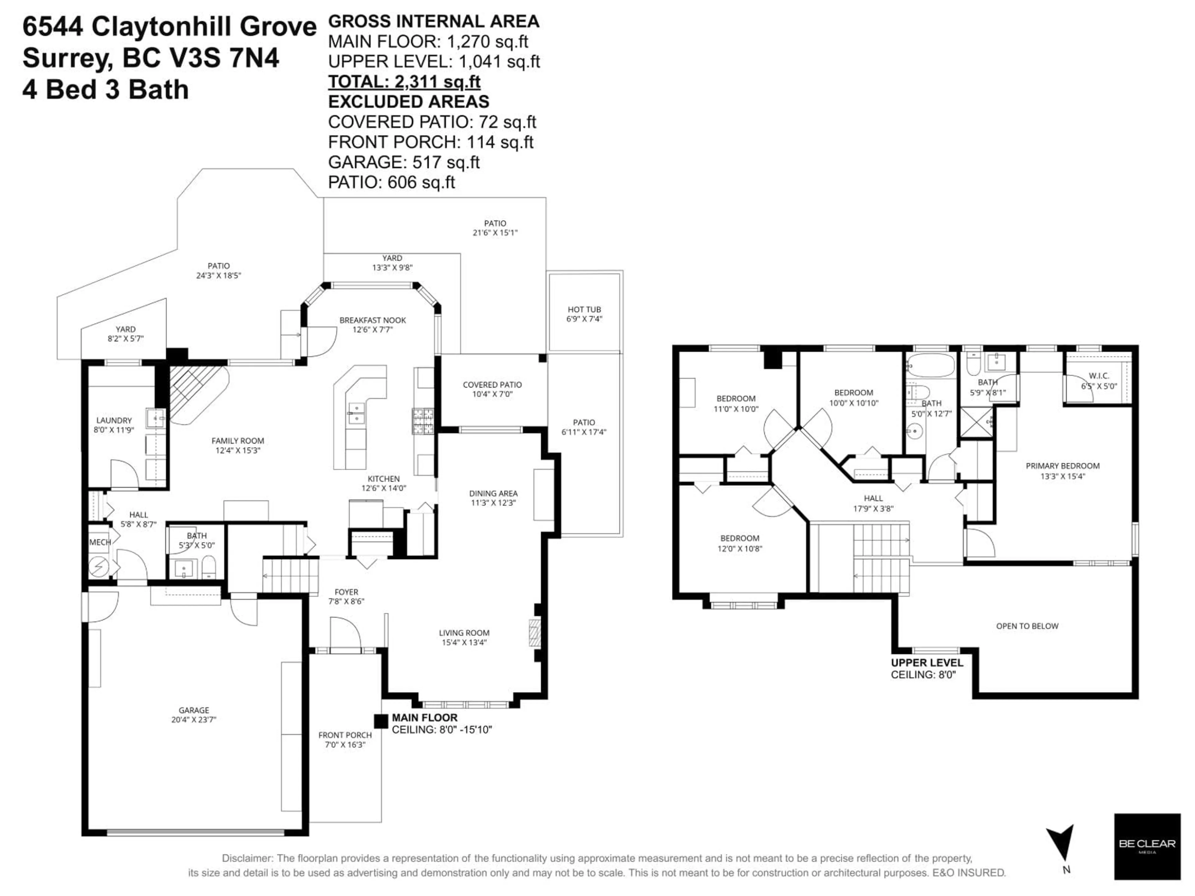 Floor plan for 6544 CLAYTONHILL GROVE, Surrey British Columbia V3S7N4