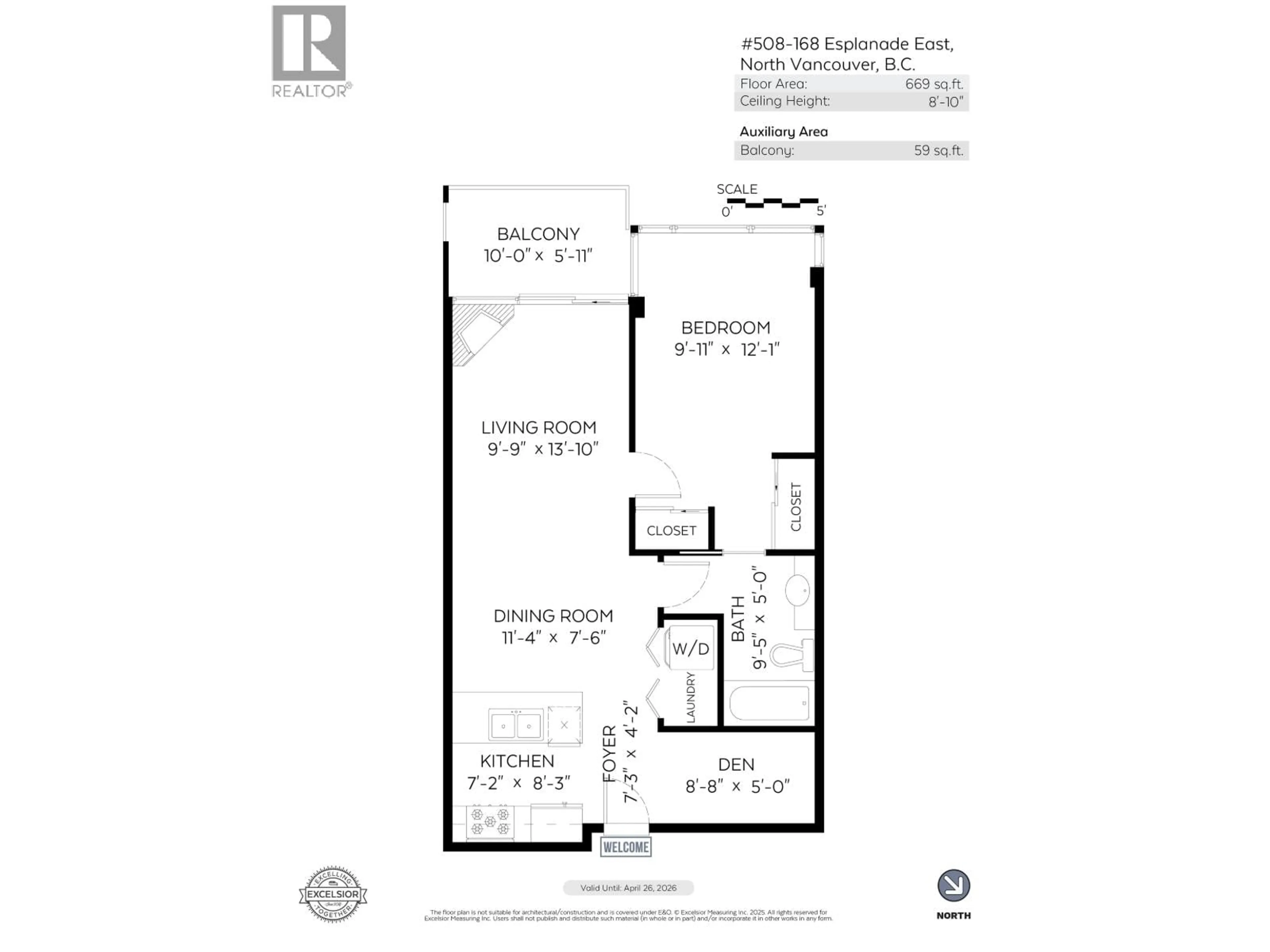 Floor plan for 508 - 168 EAST, North Vancouver British Columbia V7L4X8