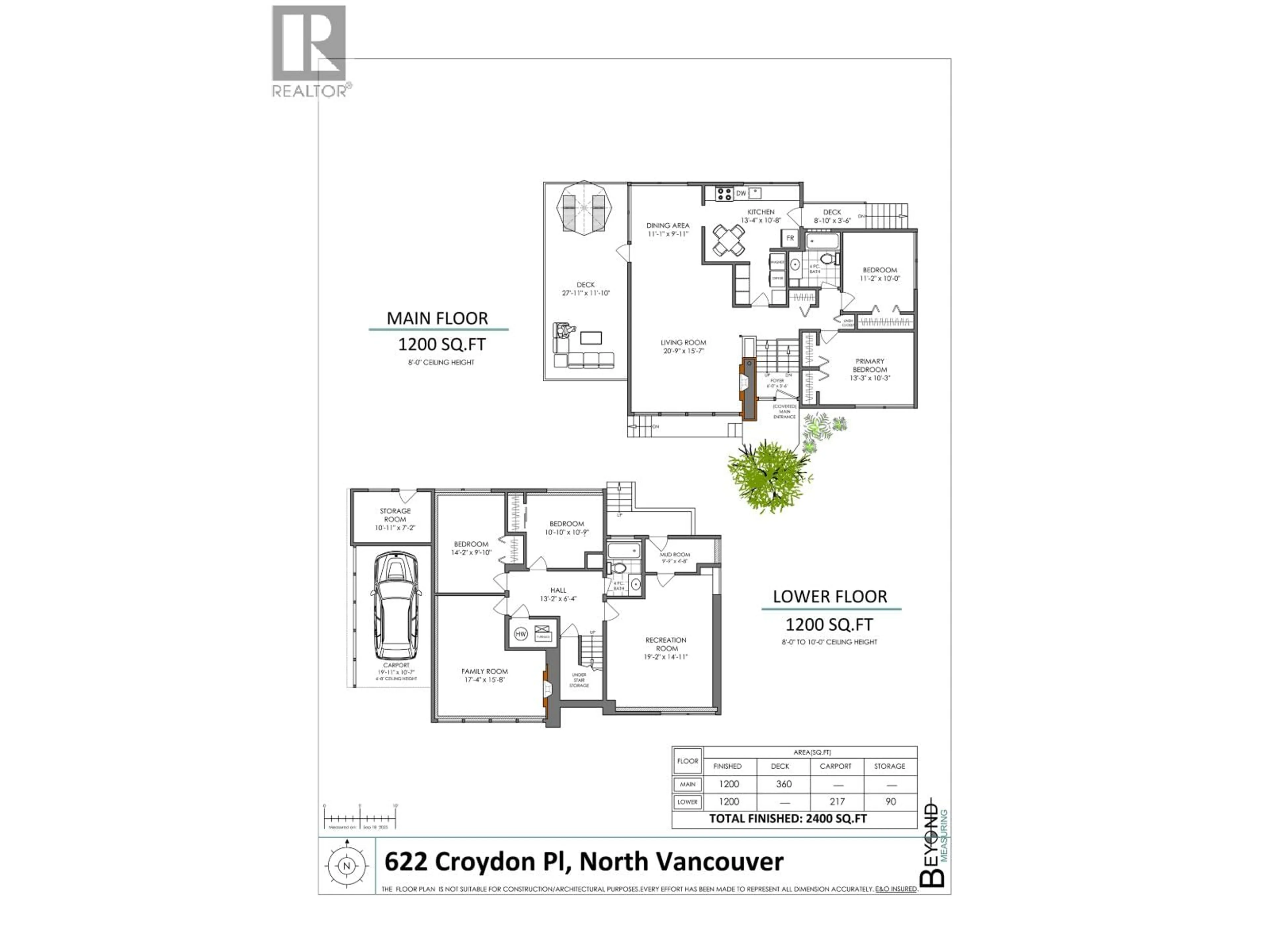 Floor plan for 622 CROYDON PLACE, North Vancouver British Columbia V7N3A1