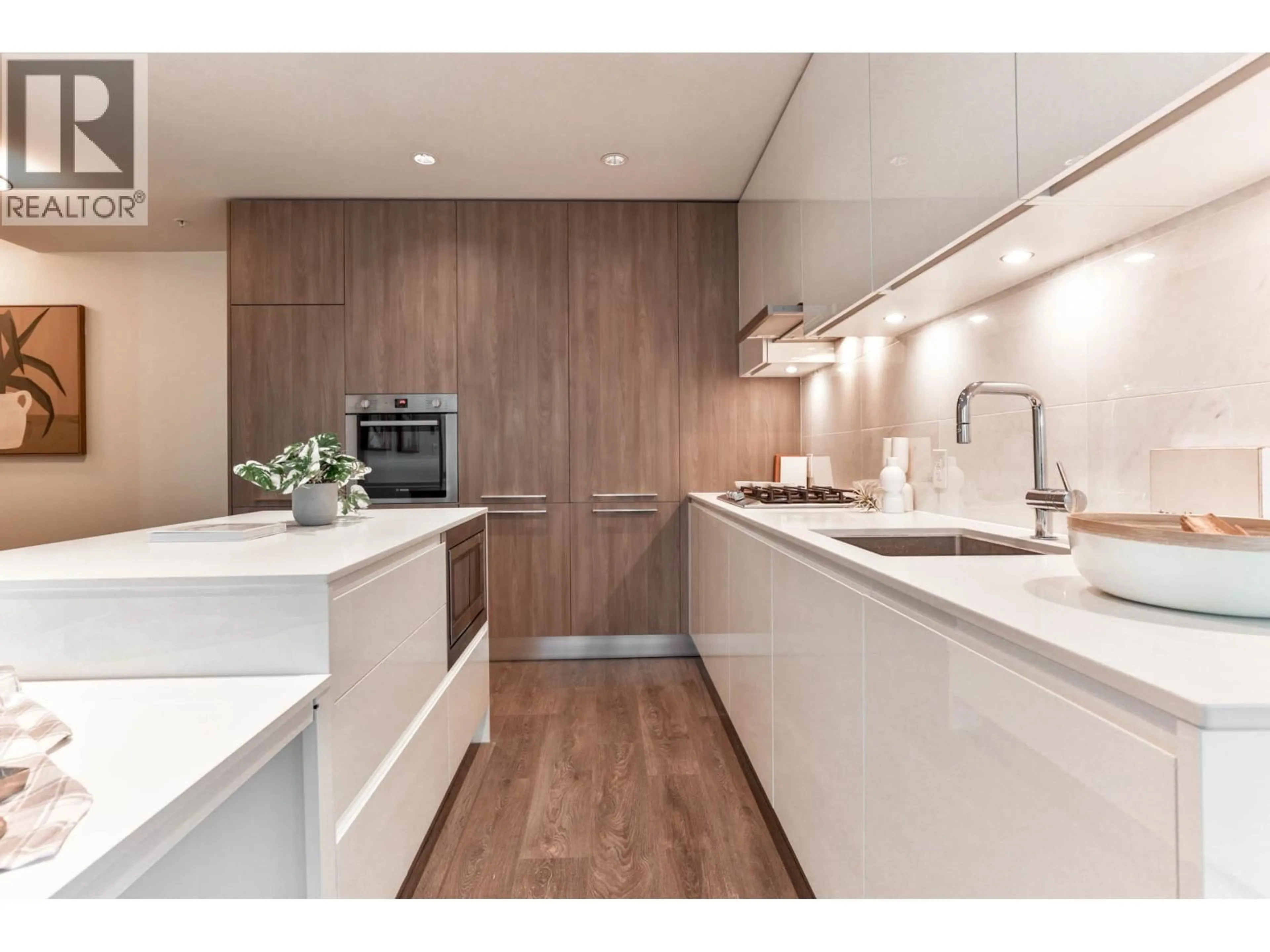 Contemporary kitchen, wood/laminate floor for 5006 - 1955 ALPHA WAY, Burnaby British Columbia V5C0K6