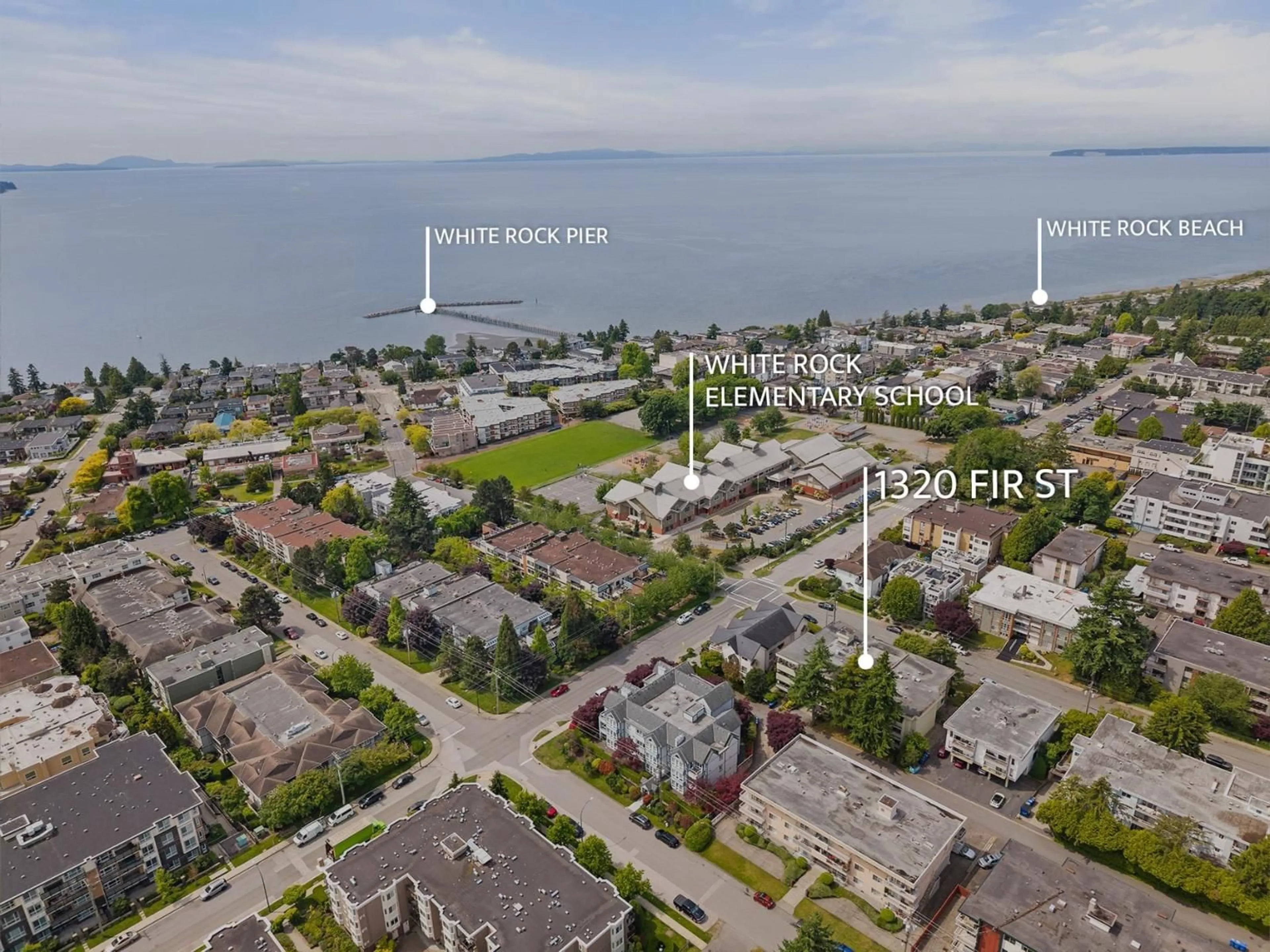 A pic from outside/outdoor area/front of a property/back of a property/a pic from drone, water/lake/river/ocean view for 104 - 1320 FIR STREET, White Rock British Columbia V4B4B2