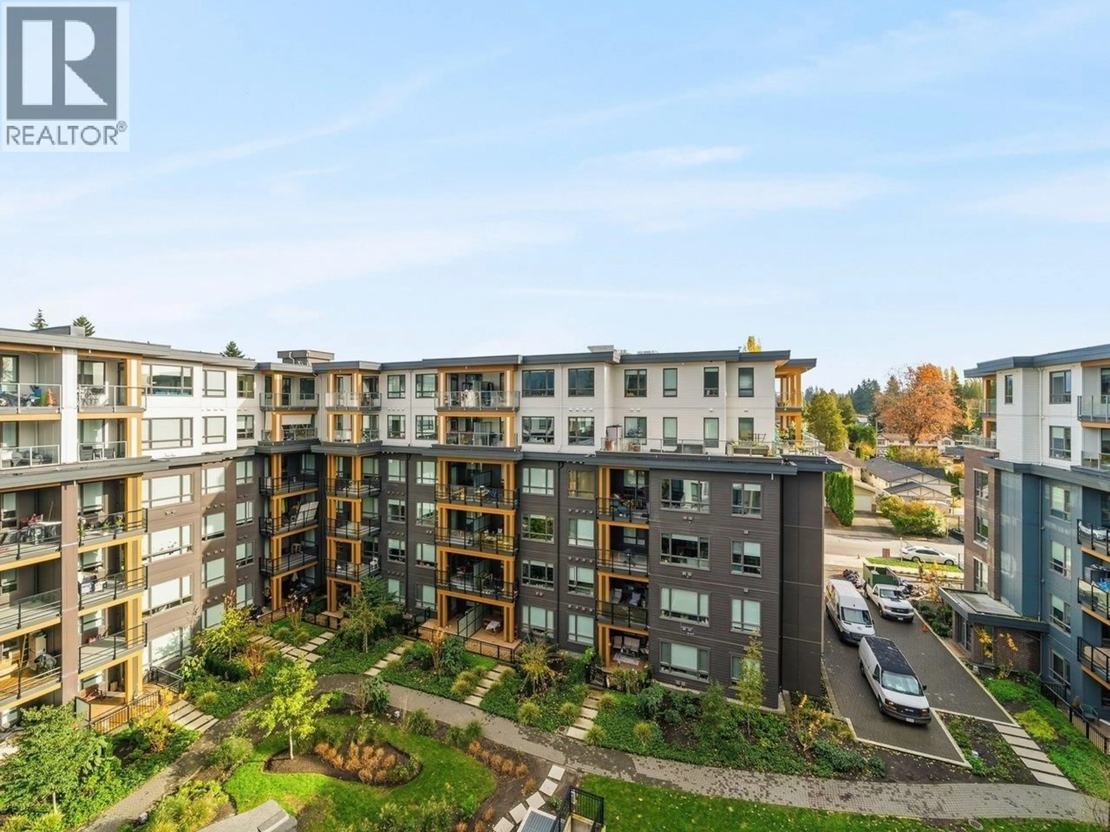 A pic from outside/outdoor area/front of a property/back of a property/a pic from drone, city buildings view from balcony for 613 - 735 ANSKAR COURT, Coquitlam British Columbia V3J0L7