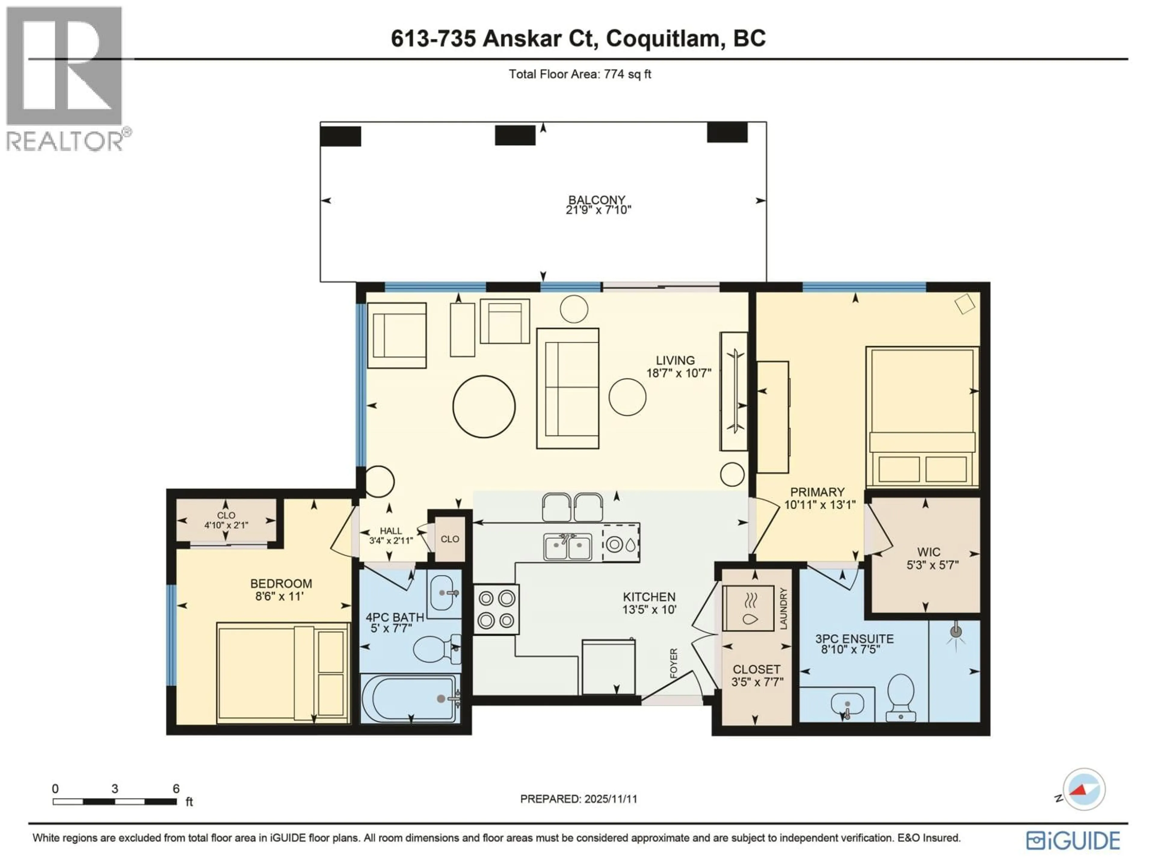 Floor plan for 613 - 735 ANSKAR COURT, Coquitlam British Columbia V3J0L7