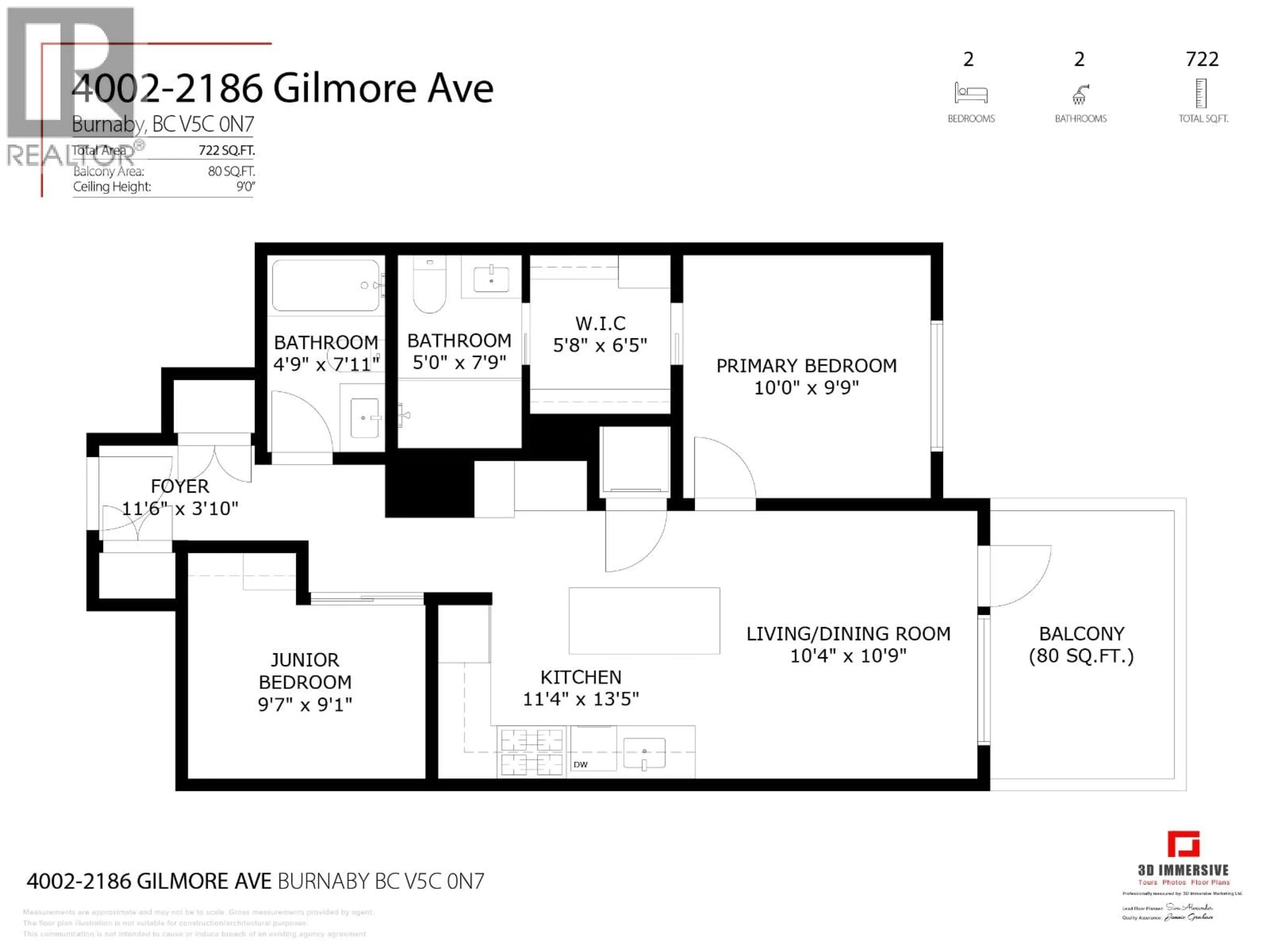 Floor plan for 4002 - 2186 GILMORE AVENUE, Burnaby British Columbia V5C0N7